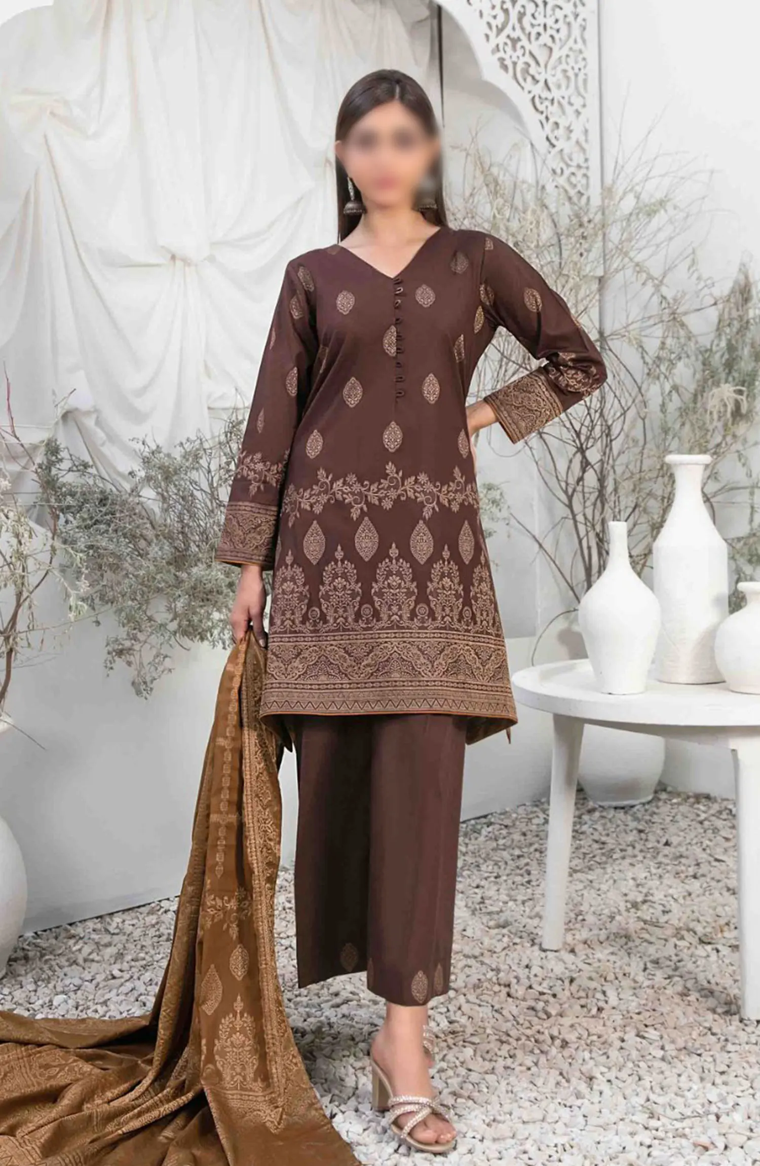 Ifsha - Lawn Broshia Banarsi 3pcs Collection By Tawakkal Fabrics - D 2799