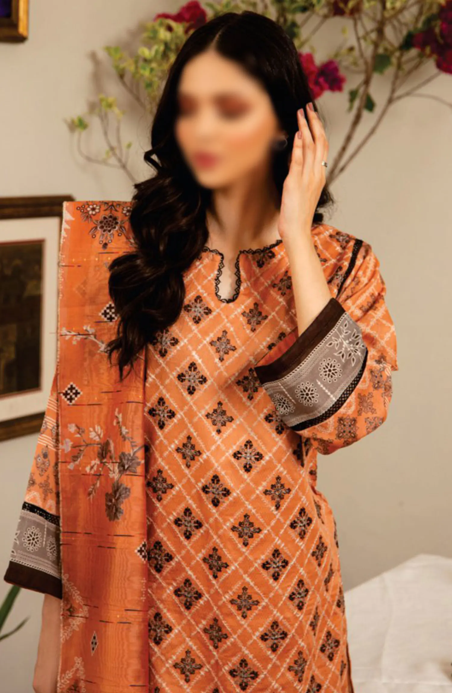 SAHL Embroidered Luxury Lawn Collection - D-7440