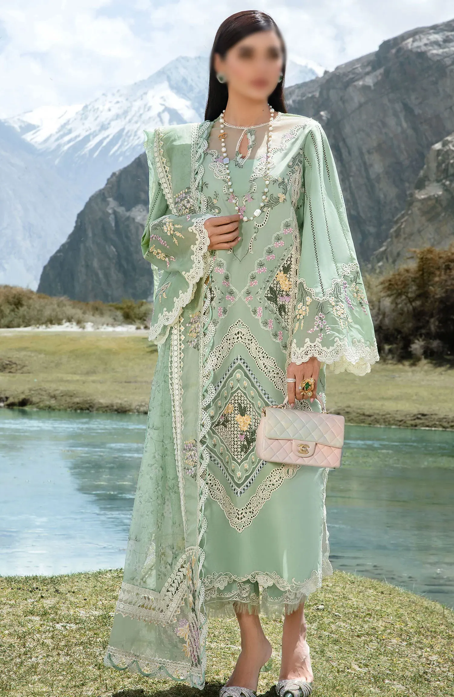 Crimson Luxury Lawn Collection 2024 - D2 B A French Brunch - Sage