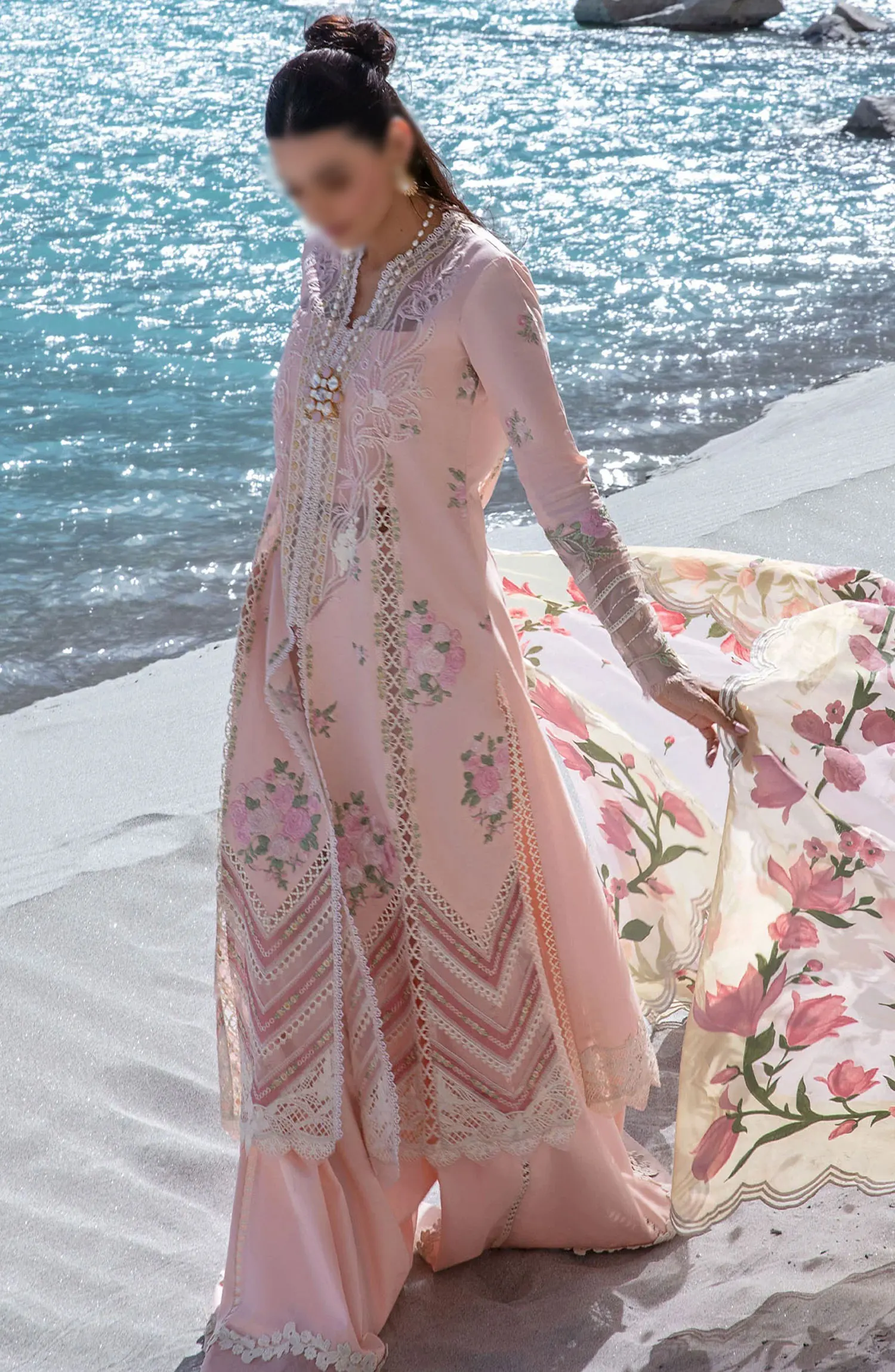 Crimson Luxury Lawn Collection 2024 - D3 B Forget Me Not - Sorbet Pink