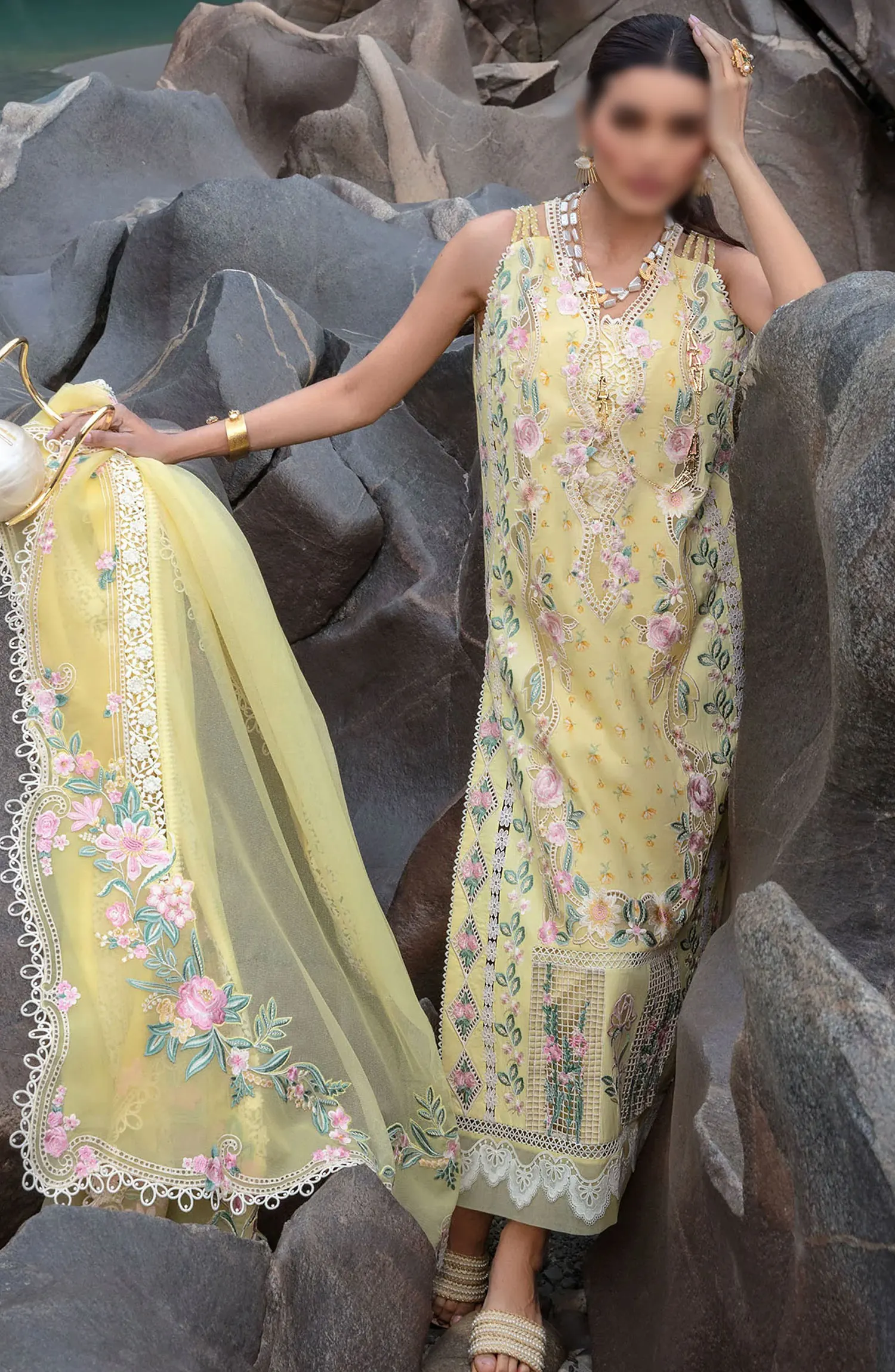 Crimson Luxury Lawn Collection 2024 - D5 A Believe In Her - Topaz Yellow