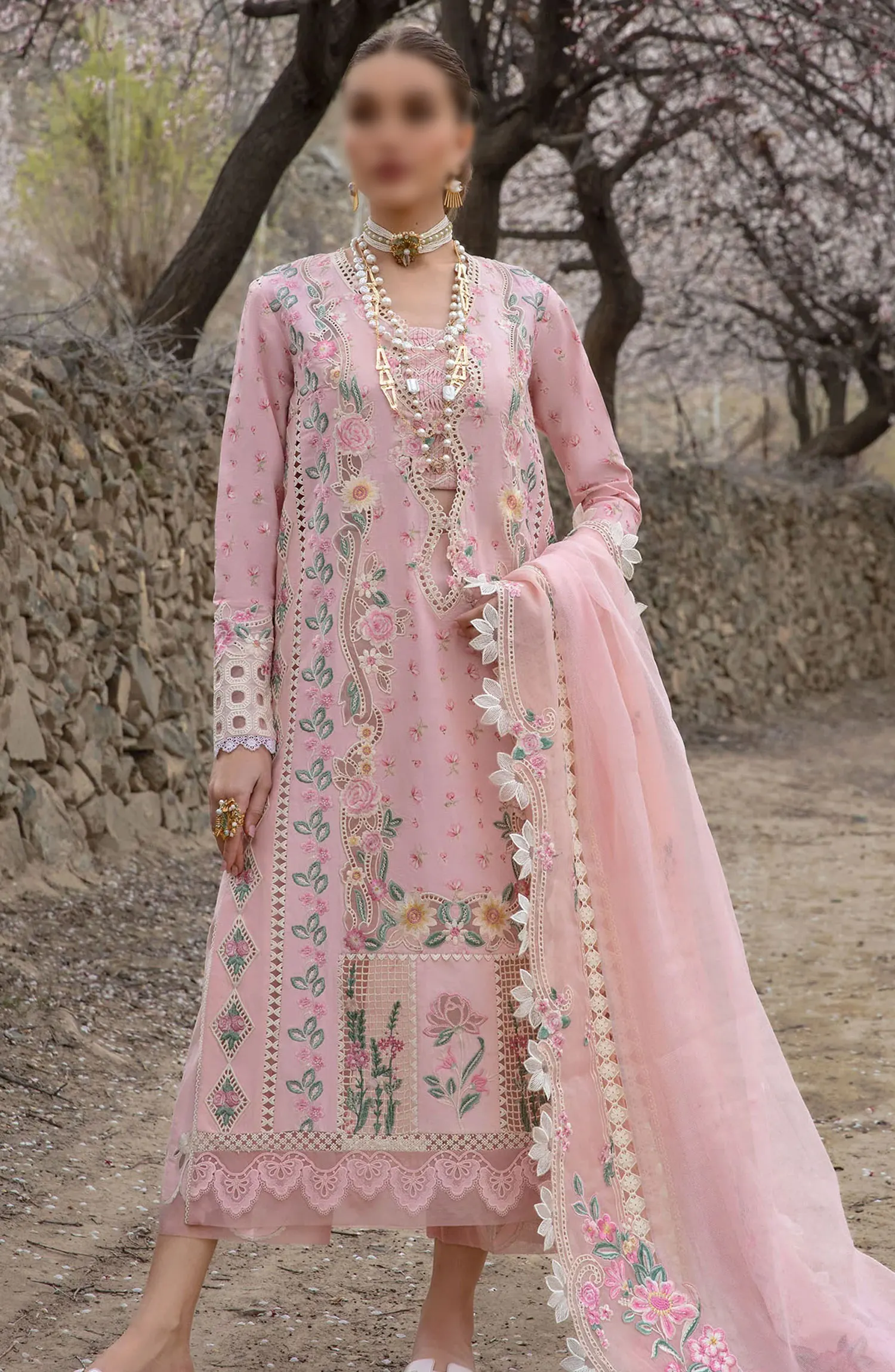 Crimson Luxury Lawn Collection 2024 - D5 B Believe In Her - Blush Pink
