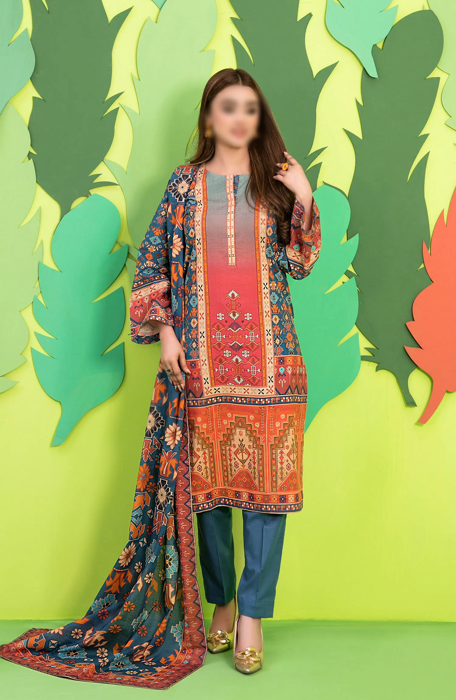 Sayfa - Stitched Digital Printed Lawn 3pcs Collection 2024 - D 7177