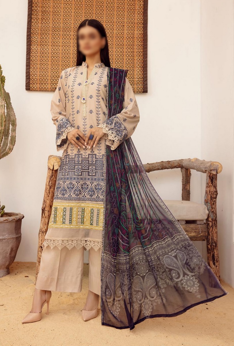 Design 06 Mahees Embroidered Lawn Collection Vol 24