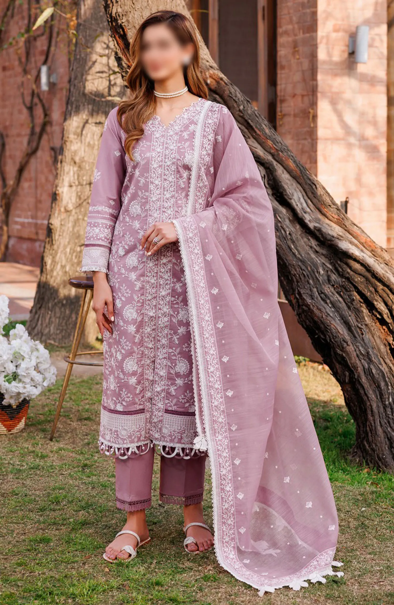 Farasha Dastoor Embroidered Lawn Collection 2024 - D 06 Dainty Lilac