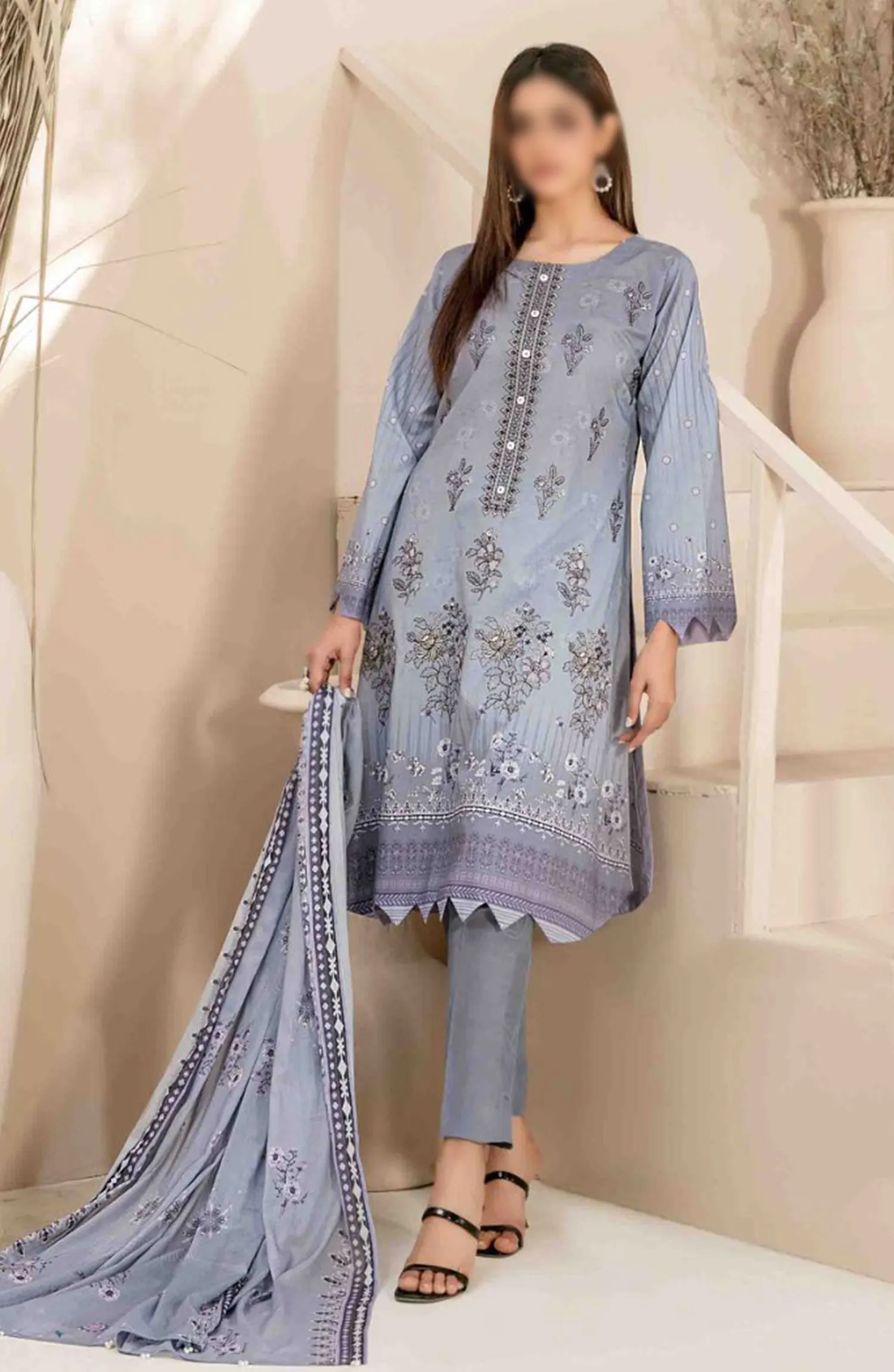 Faria - Embroidered Digital Printed Lawn Collection 2024 - D 2033