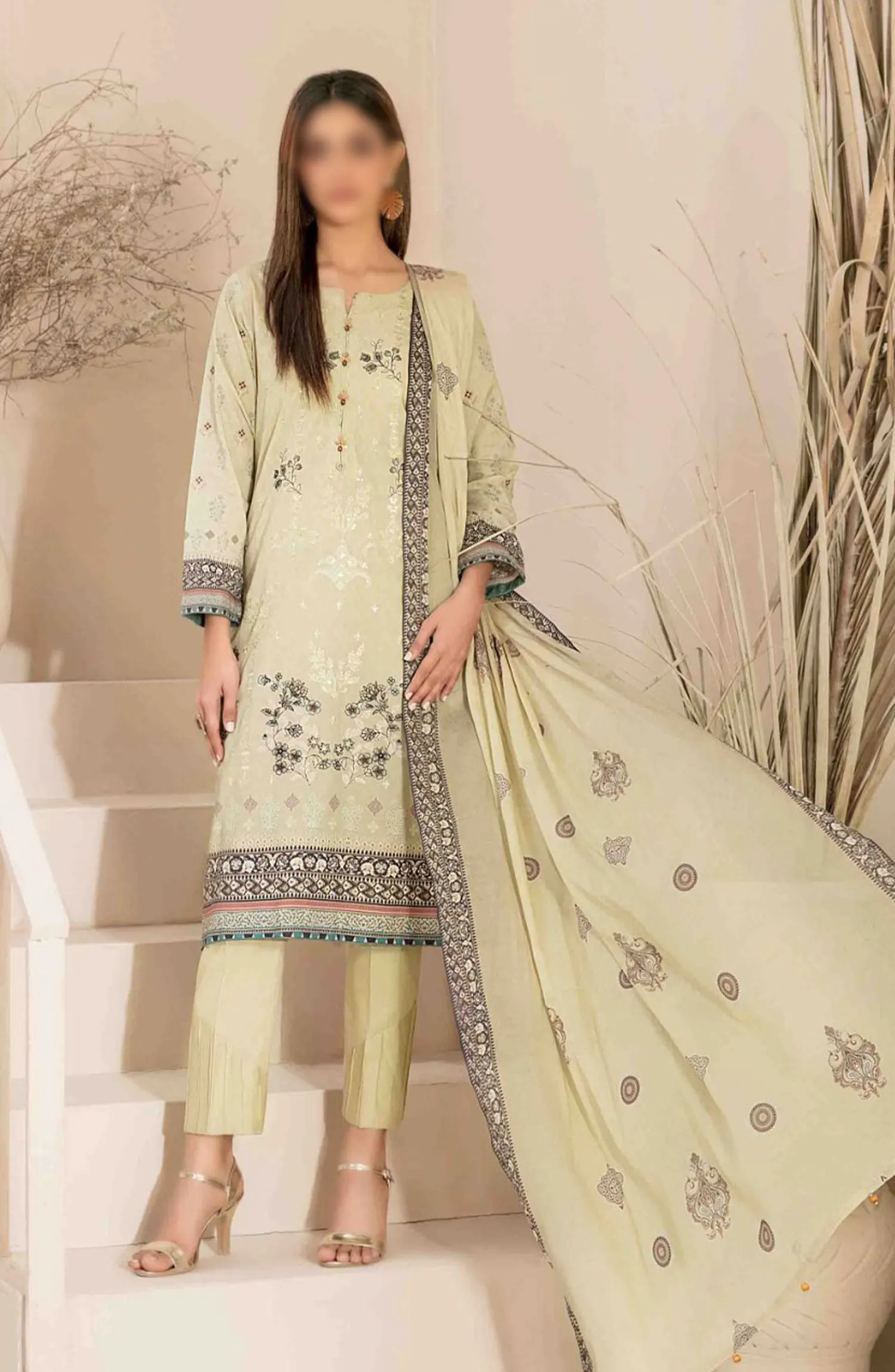 Faria - Embroidered Digital Printed Lawn Collection 2024 - D 2039