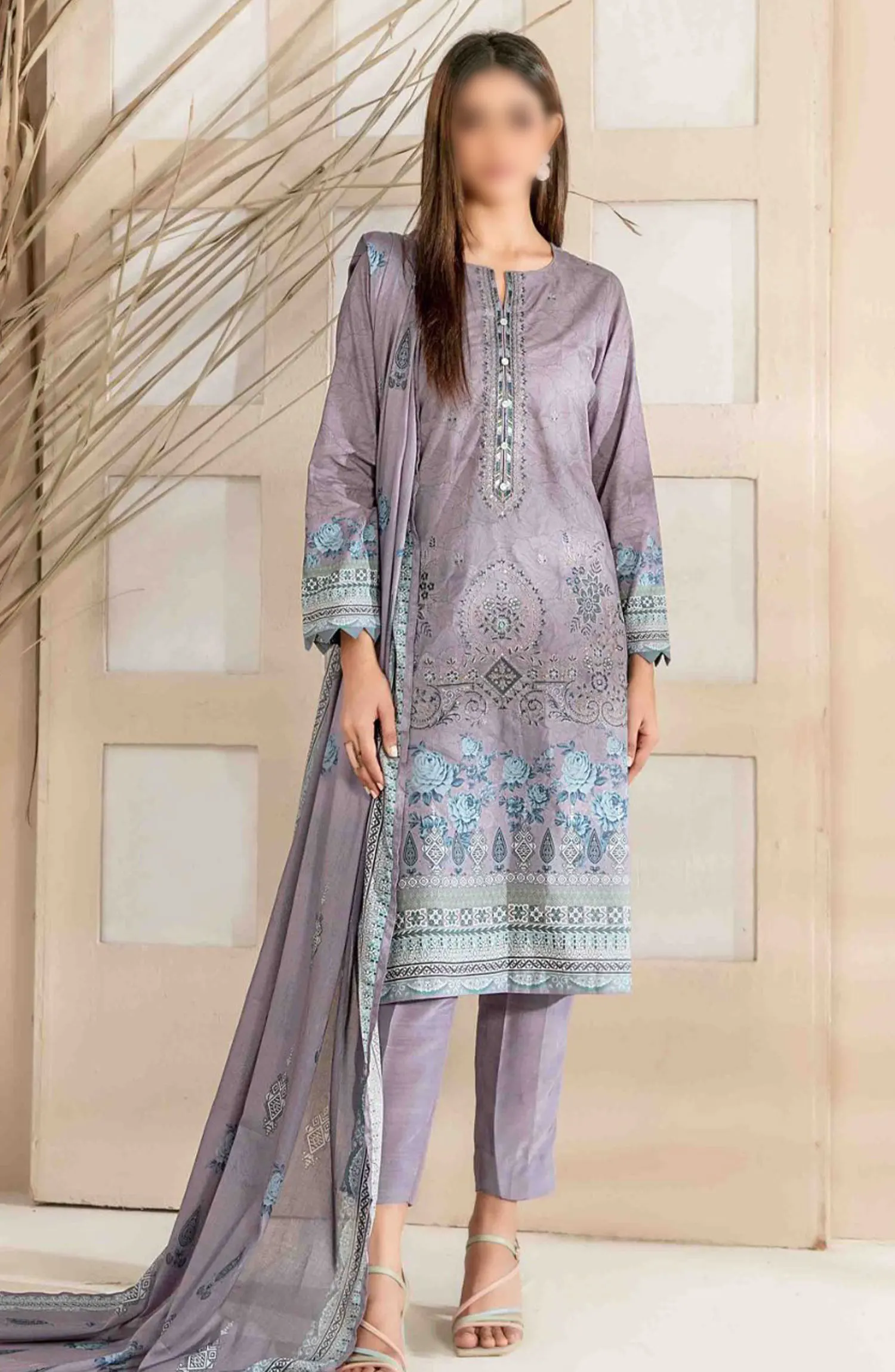 Faria - Embroidered Digital Printed Lawn Collection 2024 - D 2042