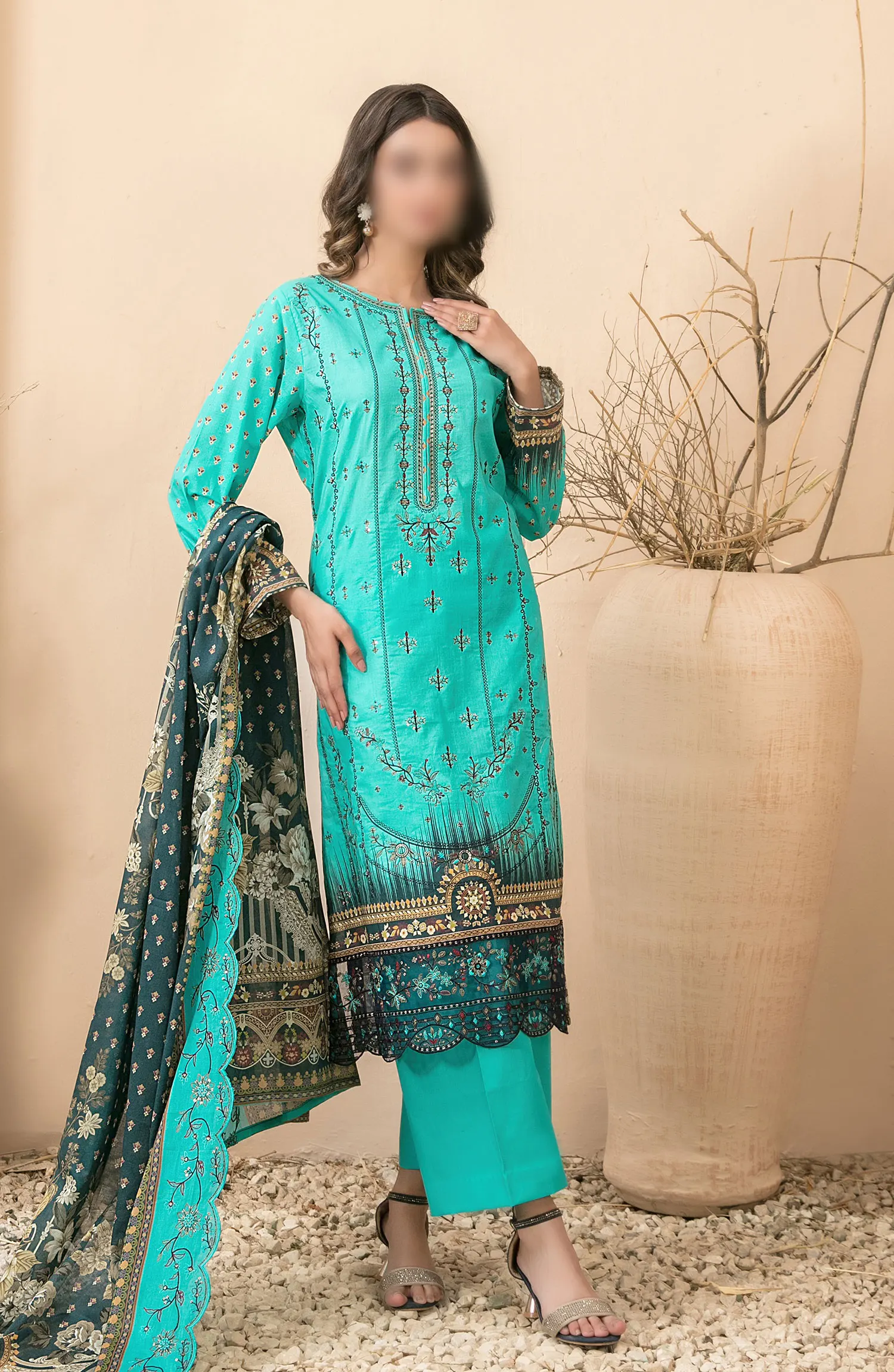 Farideh - Embroidered Digital Printed Lawn Collection 2024 - D 2594
