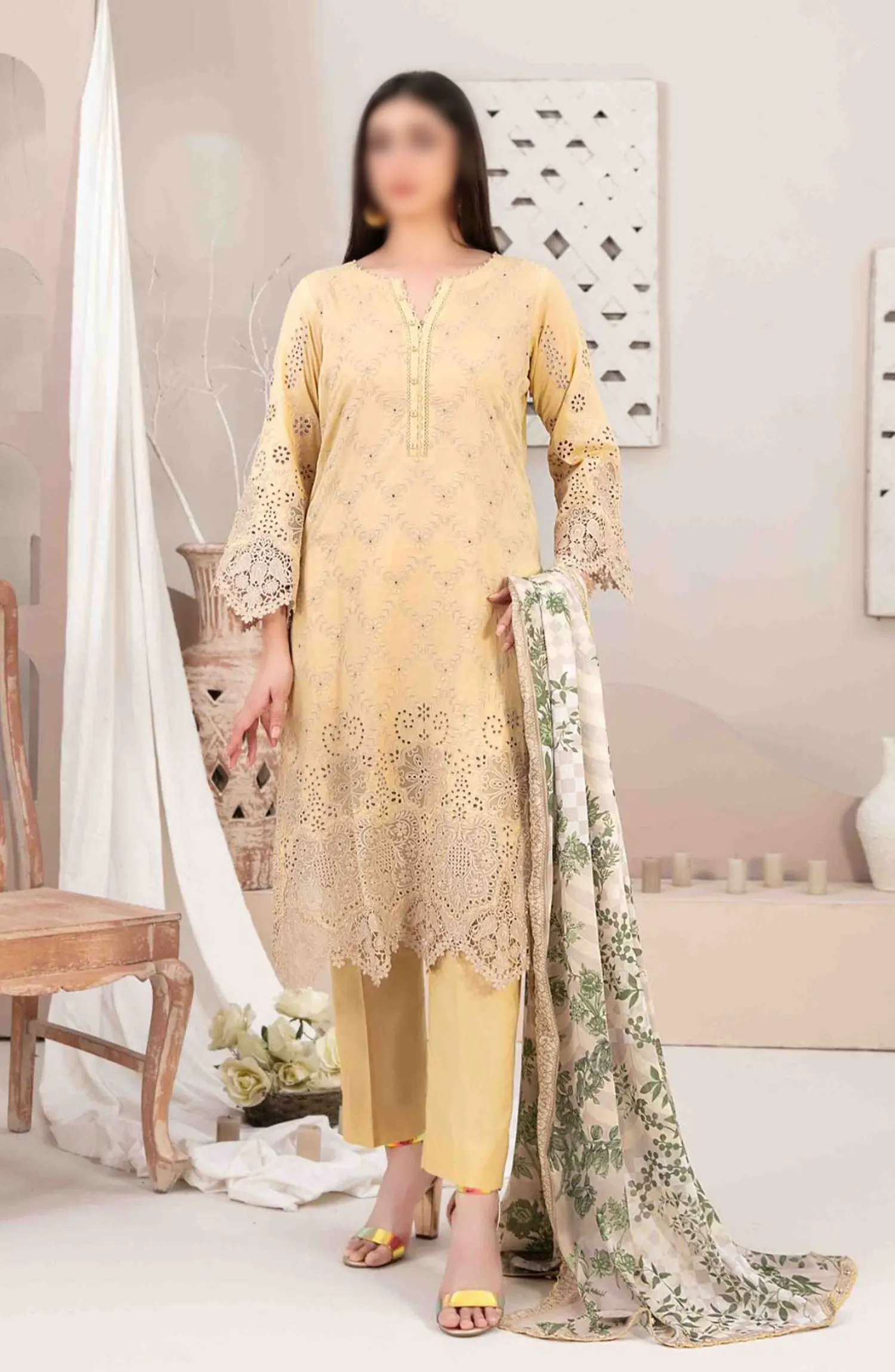 Mehri - Stitched Embroidered Lawn Collection Vol 02 - D 3073