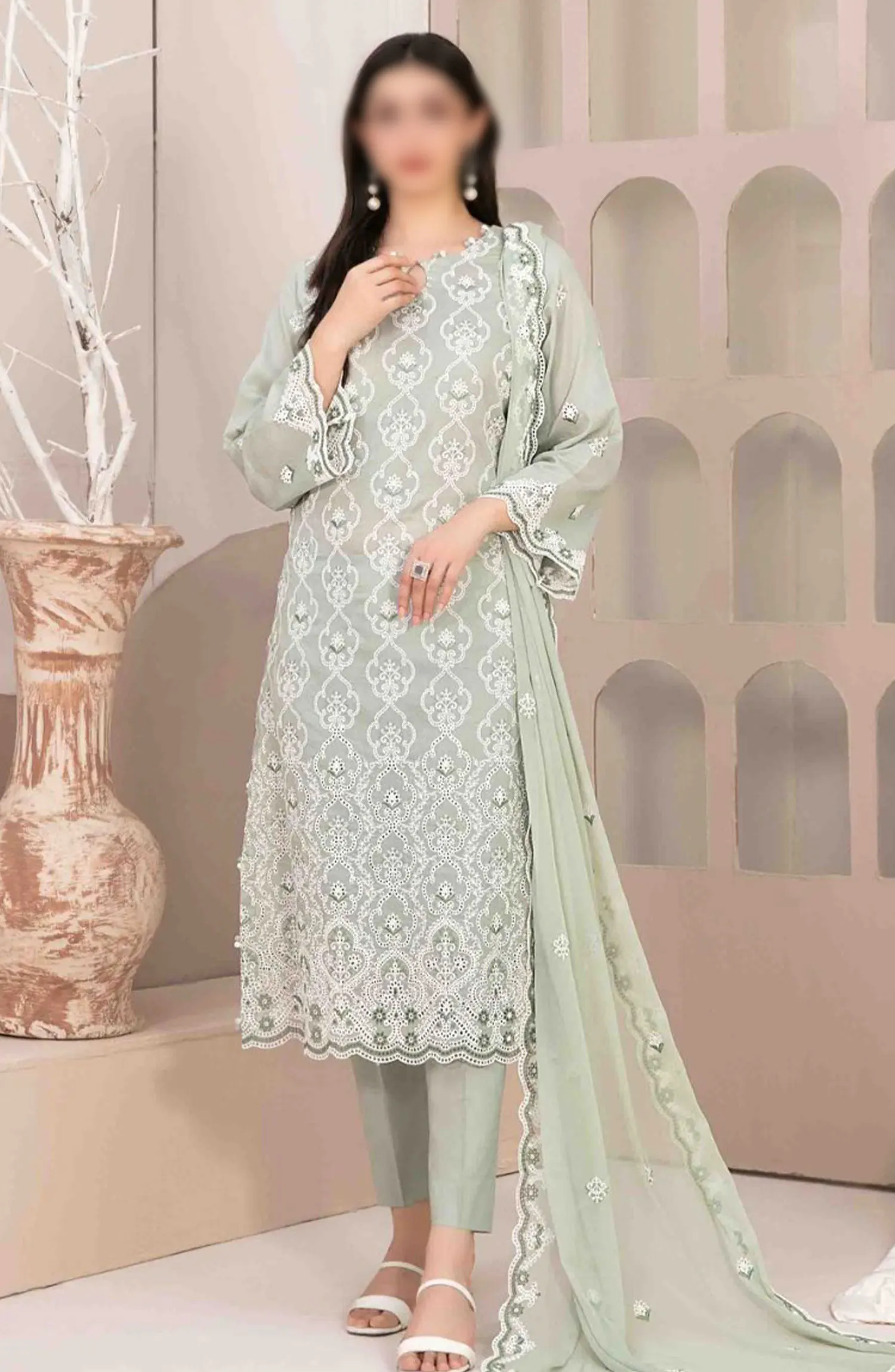 Mehri - Stitched Embroidered Lawn Collection Vol 01 - D 3074