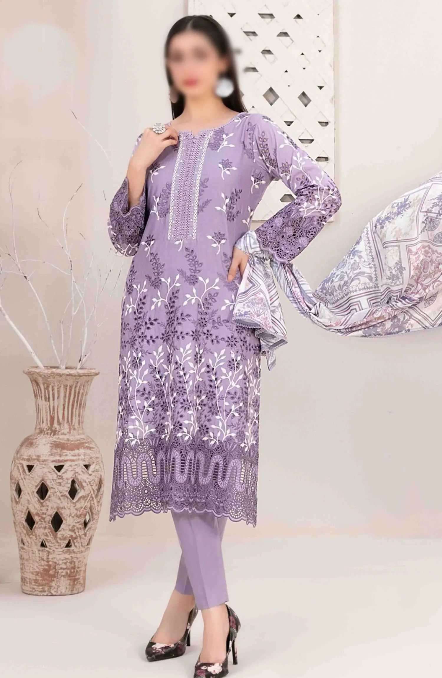 Mehri - Stitched Embroidered Lawn Collection Vol 02 - D 3075
