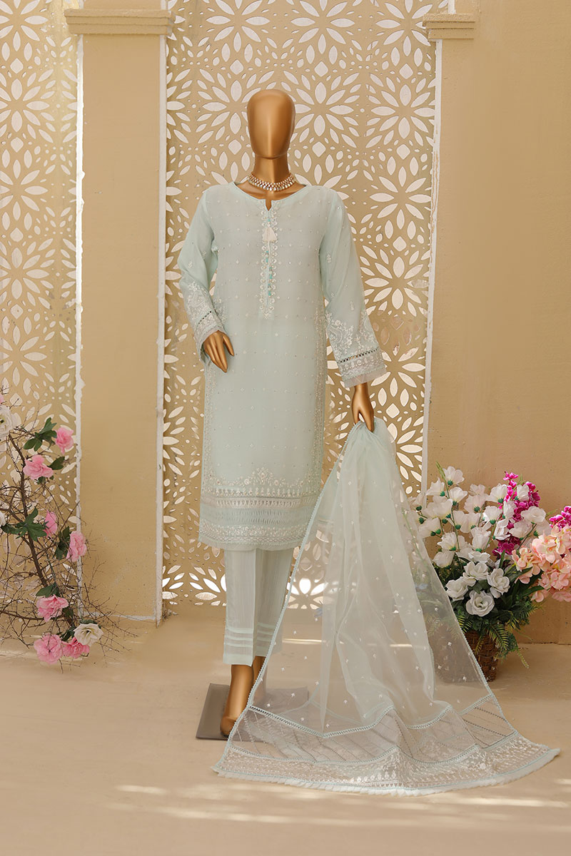 HZ Formals Embroidered Organza Ready To Wear Collection - D 53-BLUE