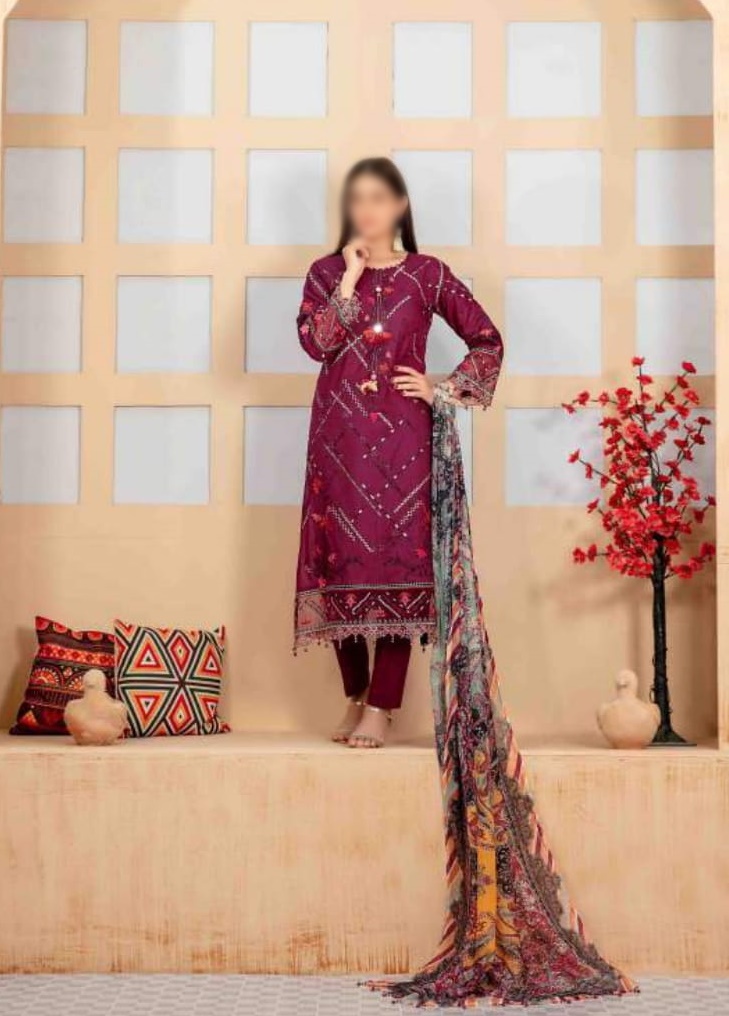 Gulrukh Fancy Lawn Embroidered Collection D 6803