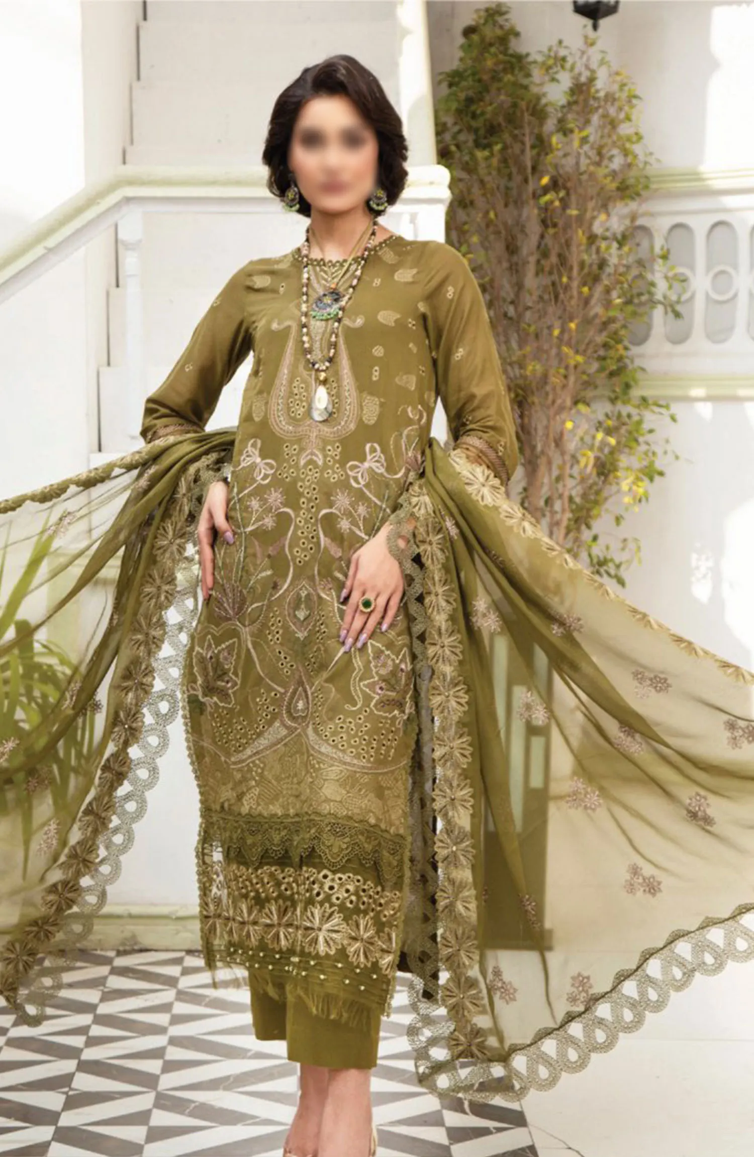 Flora Swiss Lawn Embroidered Collection By Humdum - Design 01