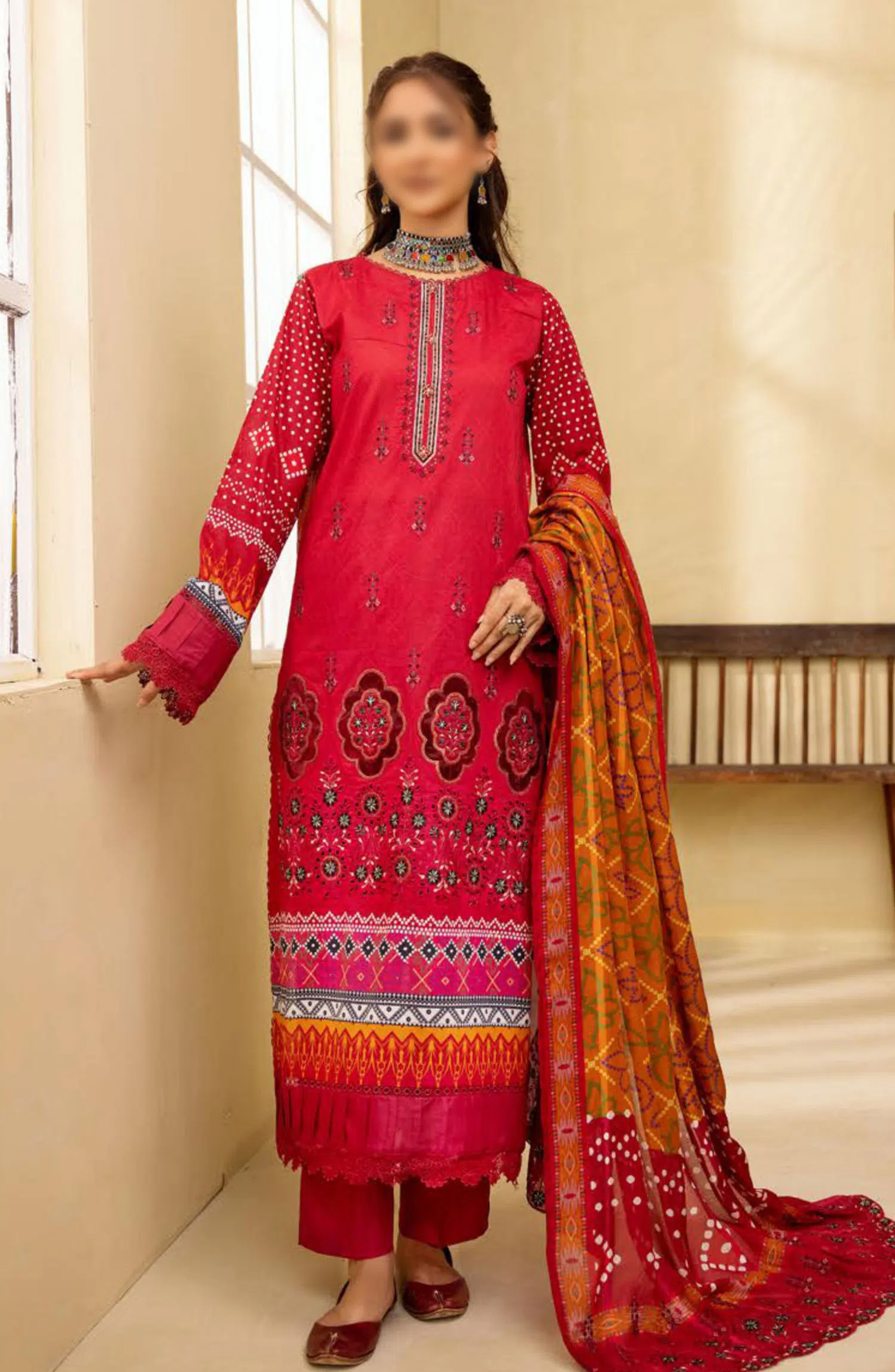 Mahees Ghazal Embroidered Lawn with Emb Voile Dupatta Collection - Design 01