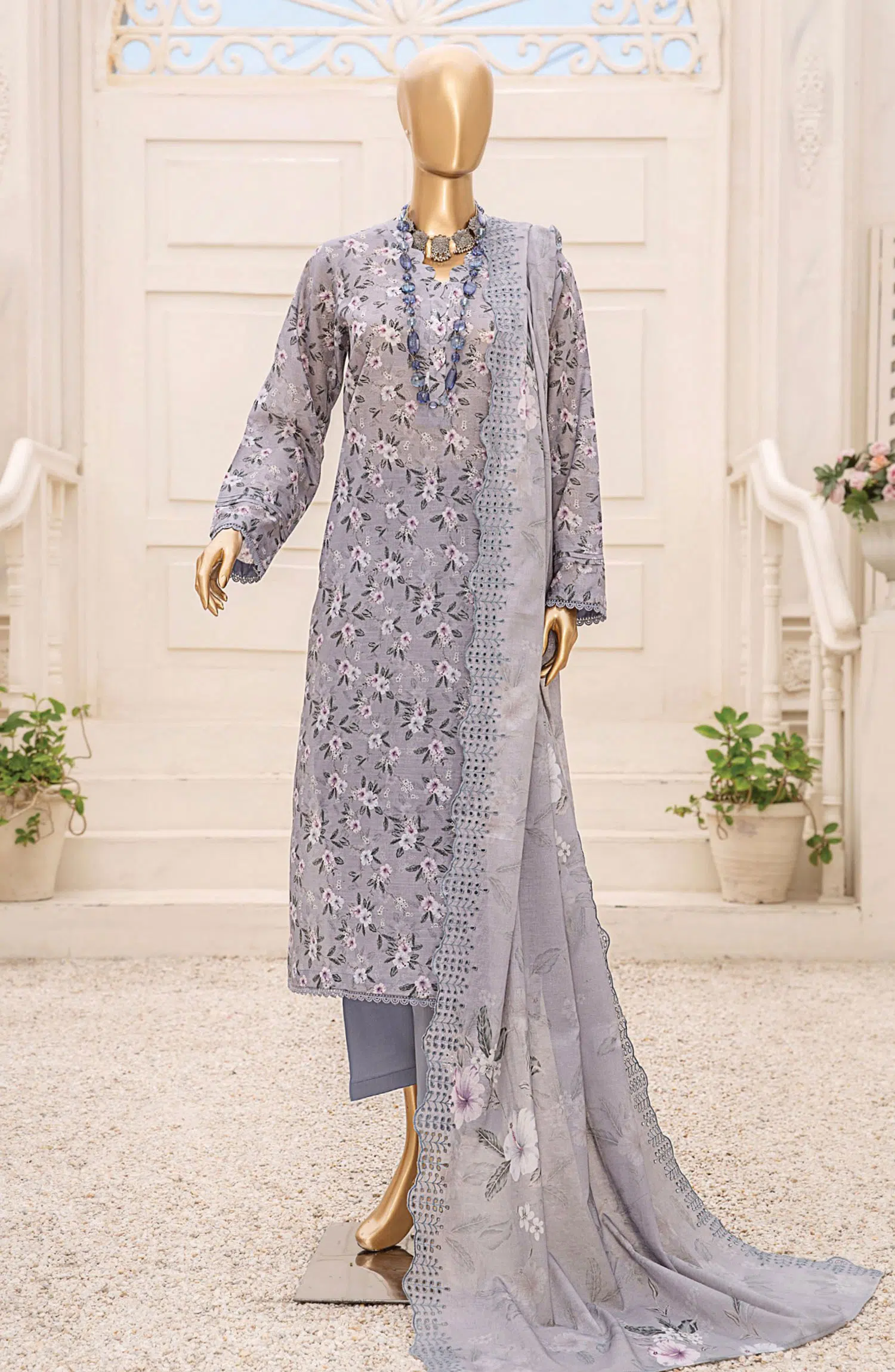 Tarzz Printed Lawn Collection With Emb Voile Dupatta Vol.1 - Design 01