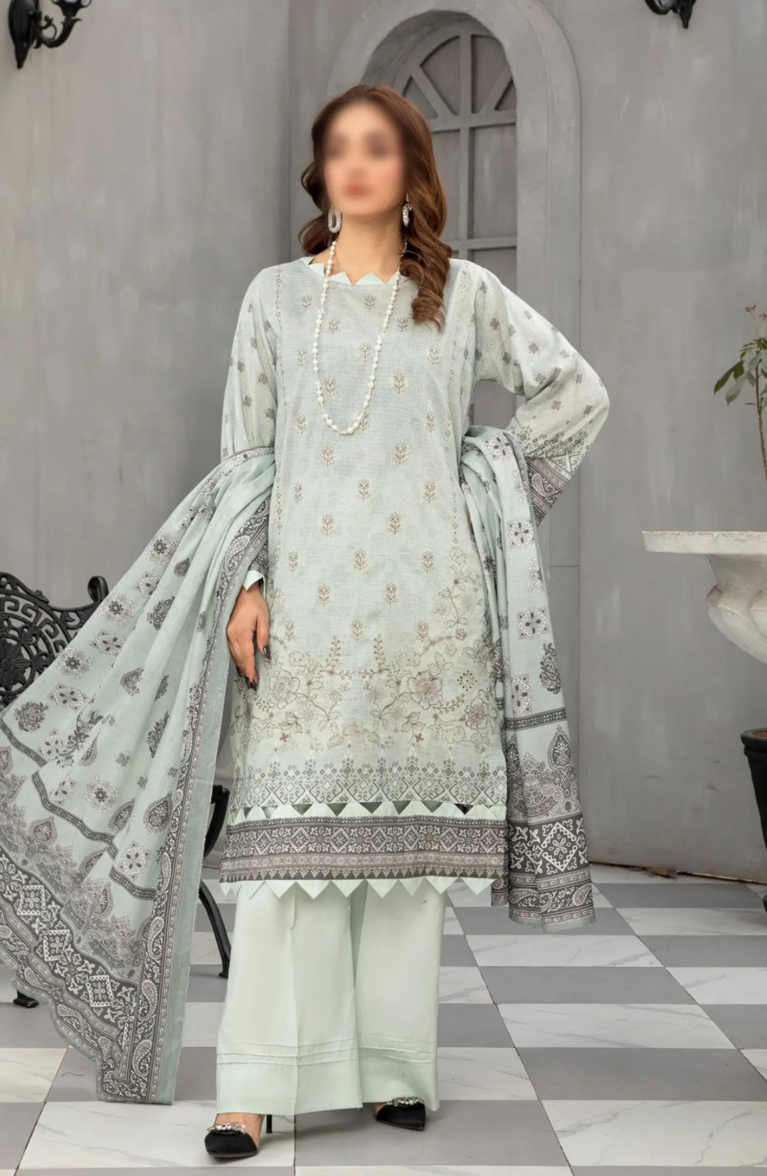 Tabeer Digital and Embroidered Lawn Collection 2024 - Design 02