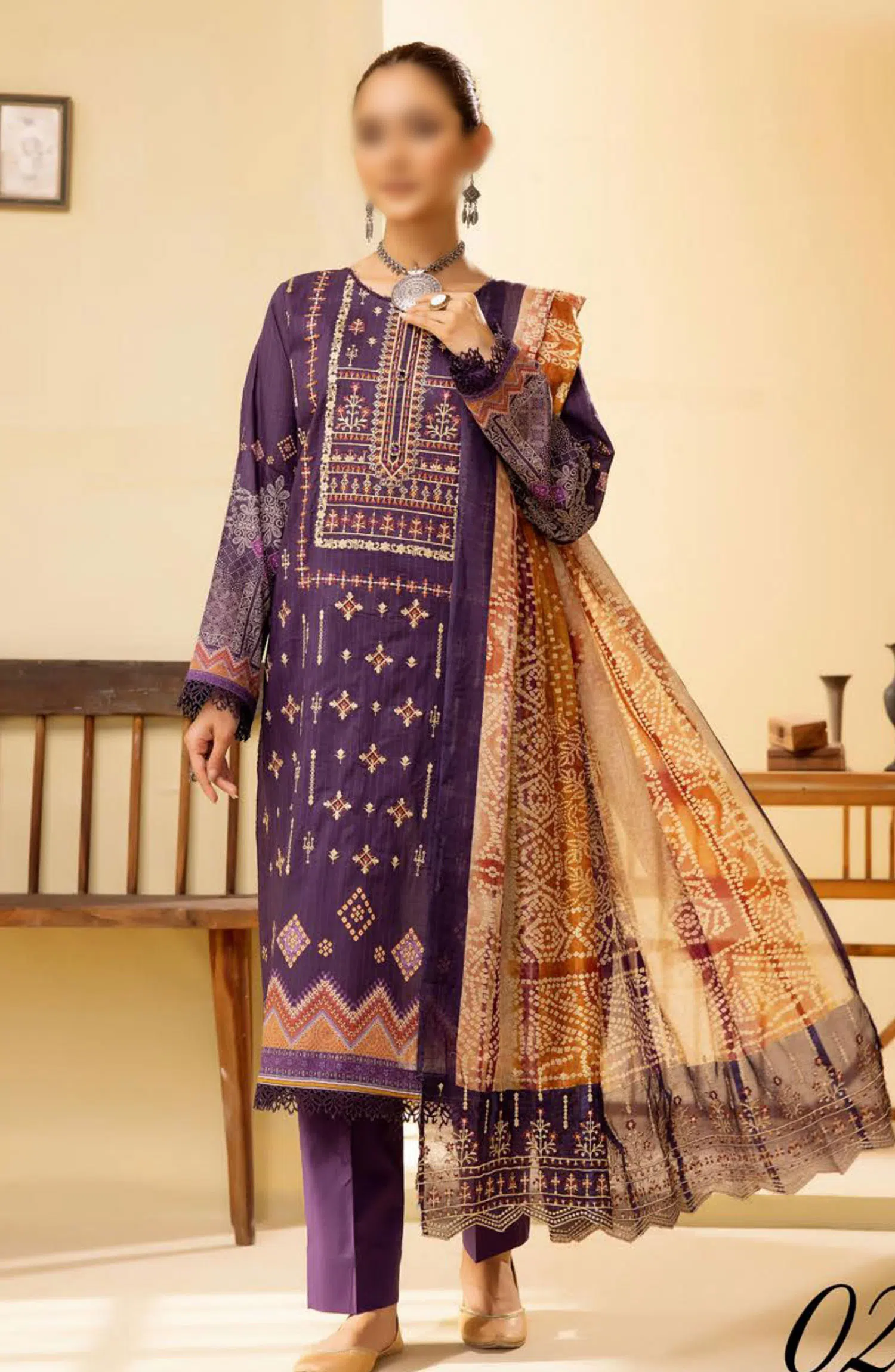 Mahees Ghazal Embroidered Lawn with Emb Voile Dupatta Collection - Design 02
