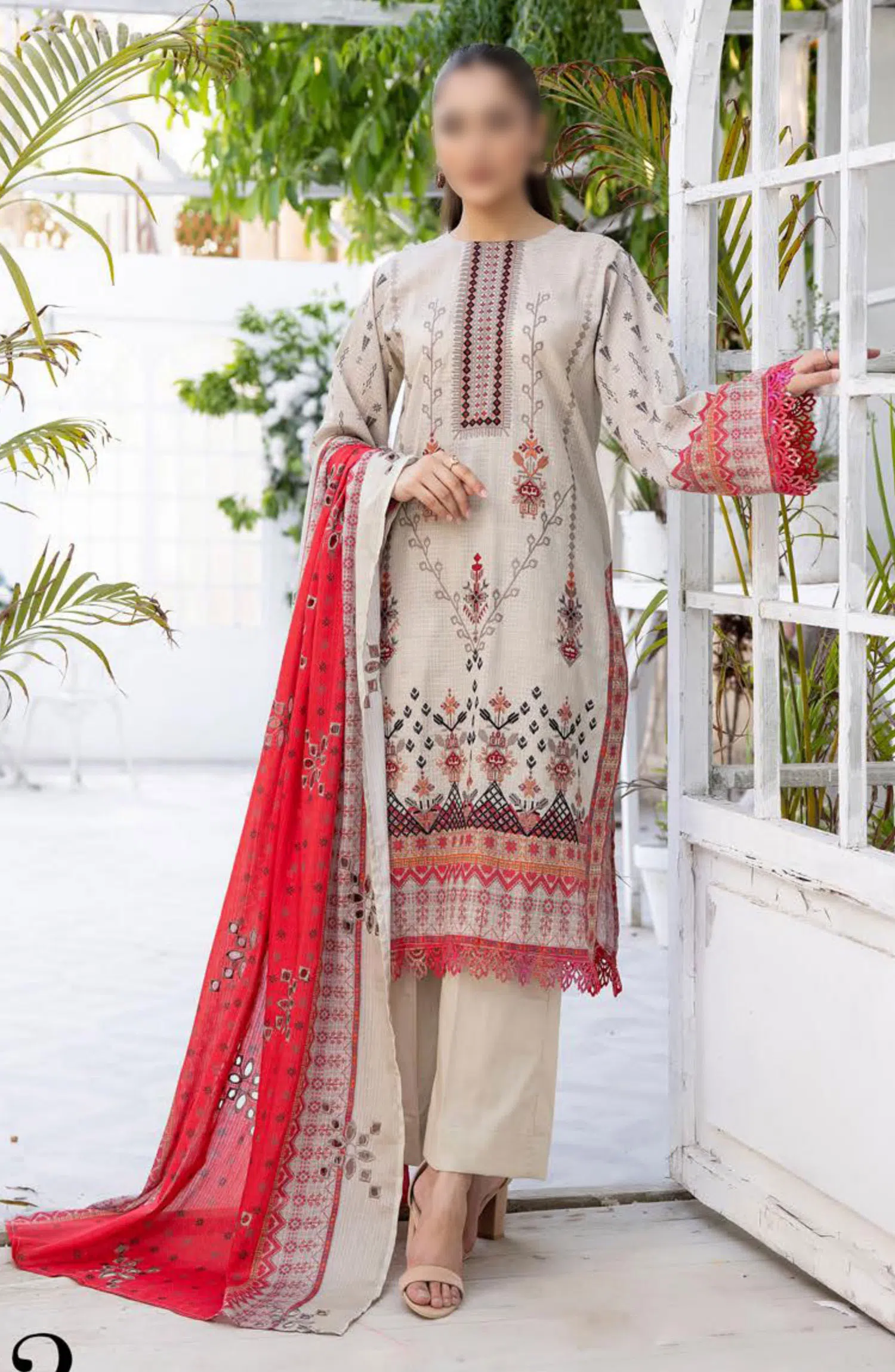 Sarah Digital Premium Embroidered Slub Lawn Collection 2024 - Design 02