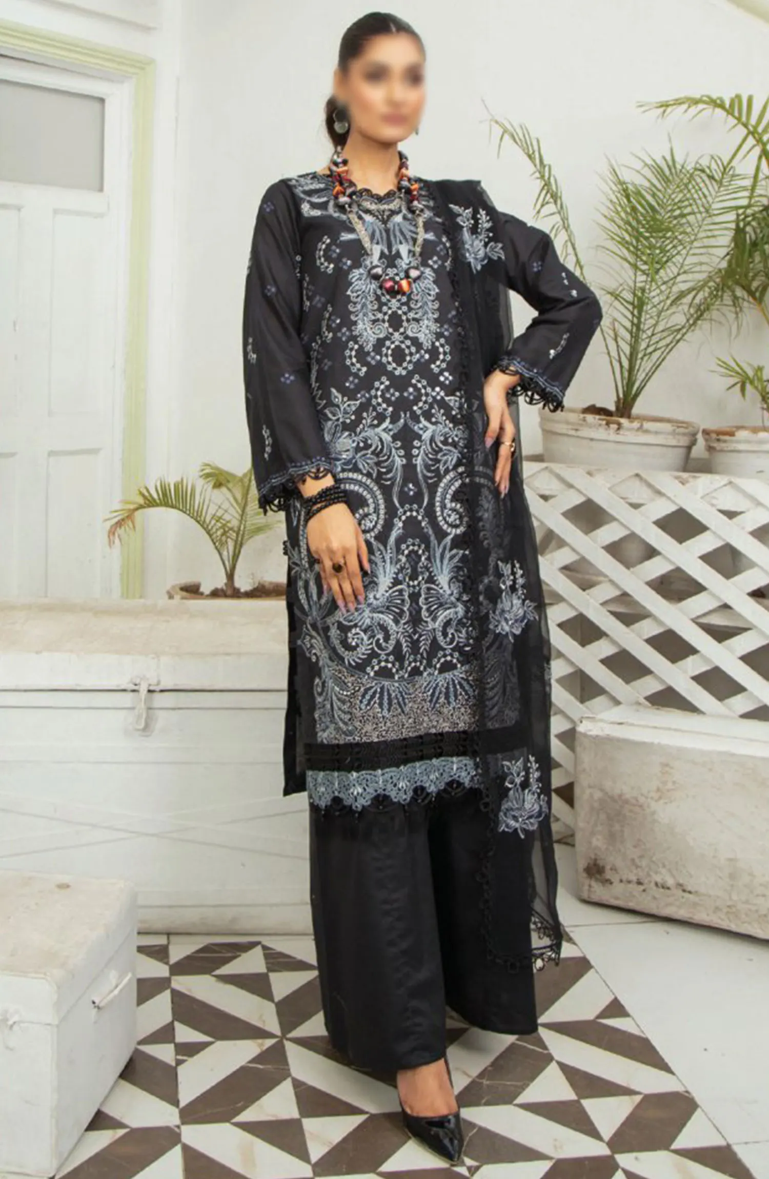 Flora Swiss Lawn Embroidered Collection By Humdum - Design 03