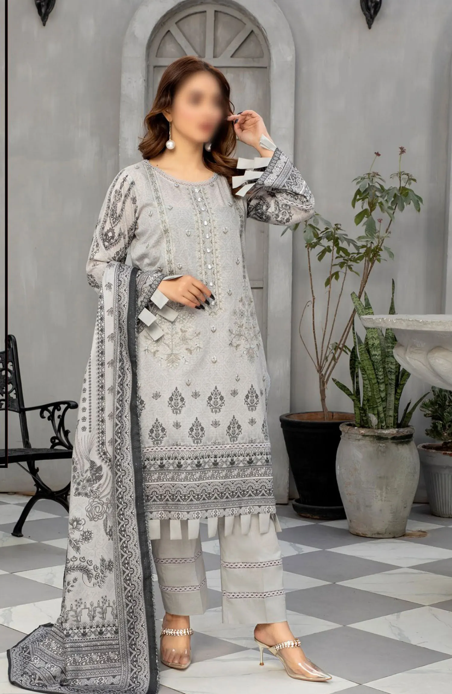 Tabeer Digital and Embroidered Lawn Collection 2024 - Design 04