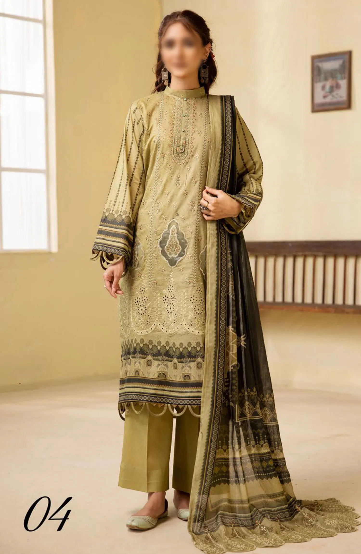 Mahees Ghazal Embroidered Lawn with Emb Voile Dupatta Collection - Design 04