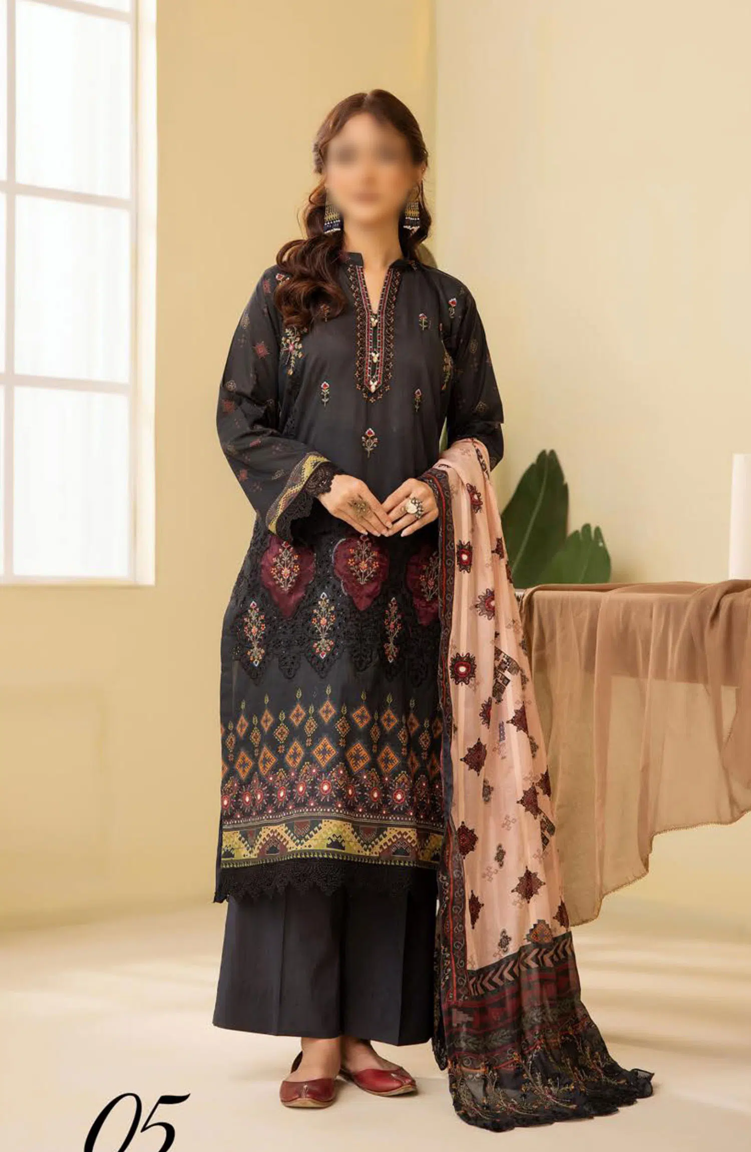 Mahees Ghazal Embroidered Lawn with Emb Voile Dupatta Collection - Design 05
