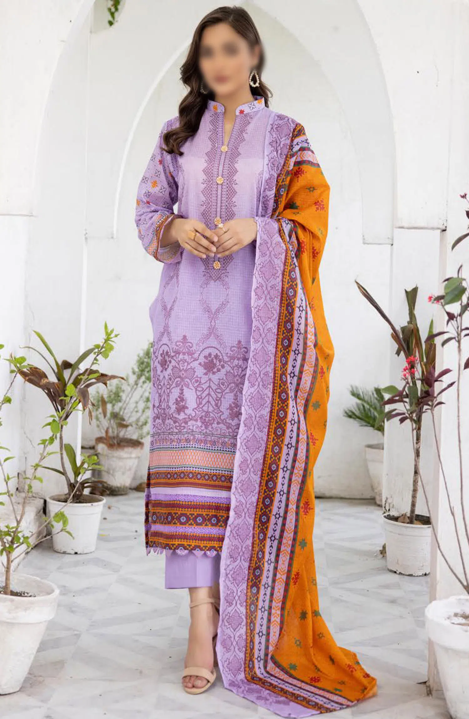 Sarah Digital Premium Embroidered Slub Lawn Collection 2024 - Design 05