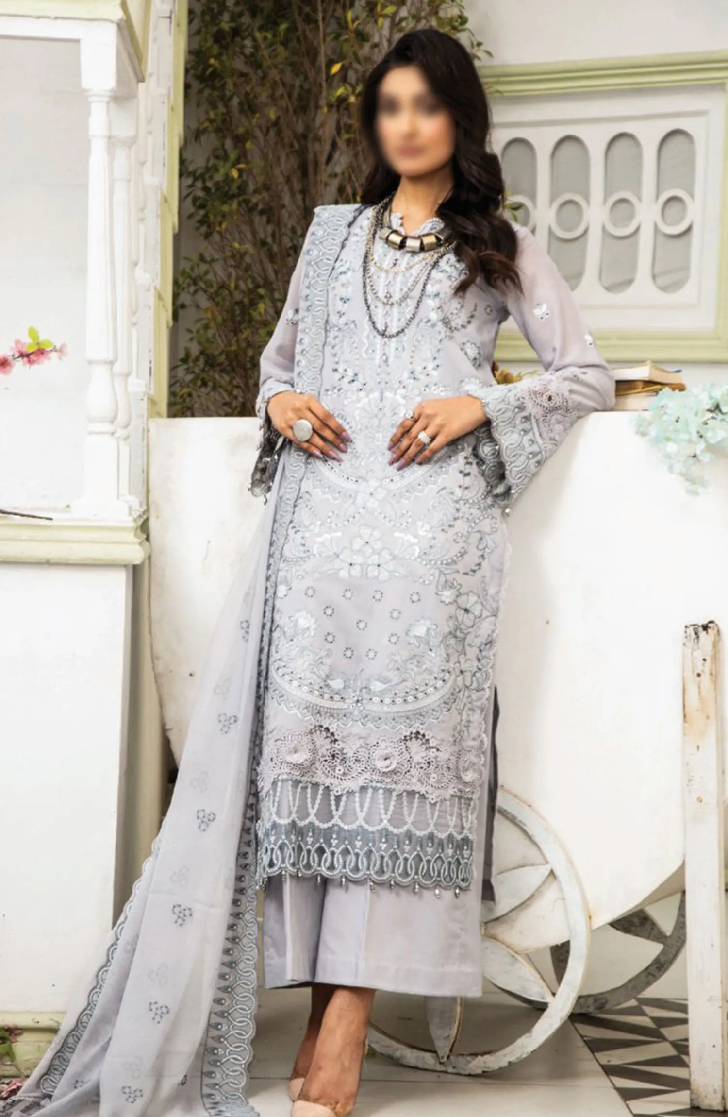 Flora Swiss Lawn Embroidered Collection By Humdum - Design 06