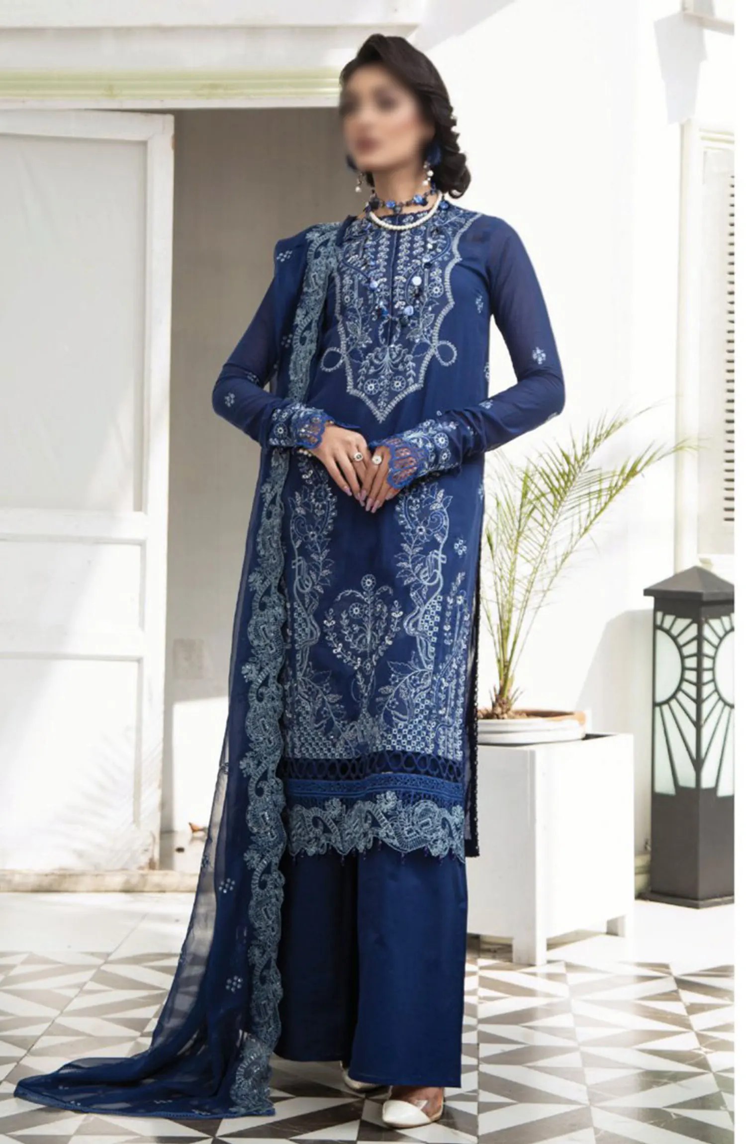 Flora Swiss Lawn Embroidered Collection By Humdum - Design 07