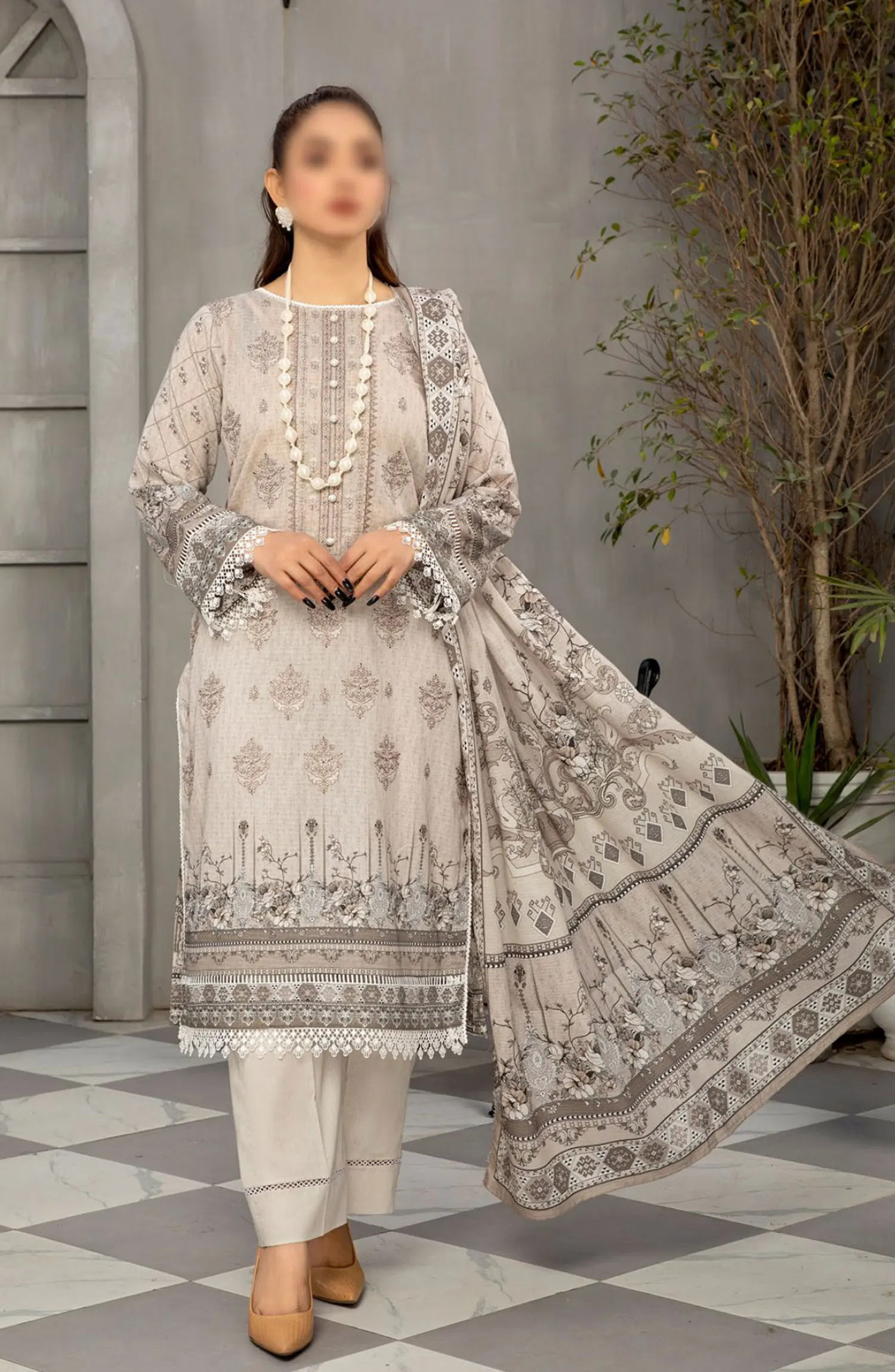 Tabeer Digital and Embroidered Lawn Collection 2024 - Design 08