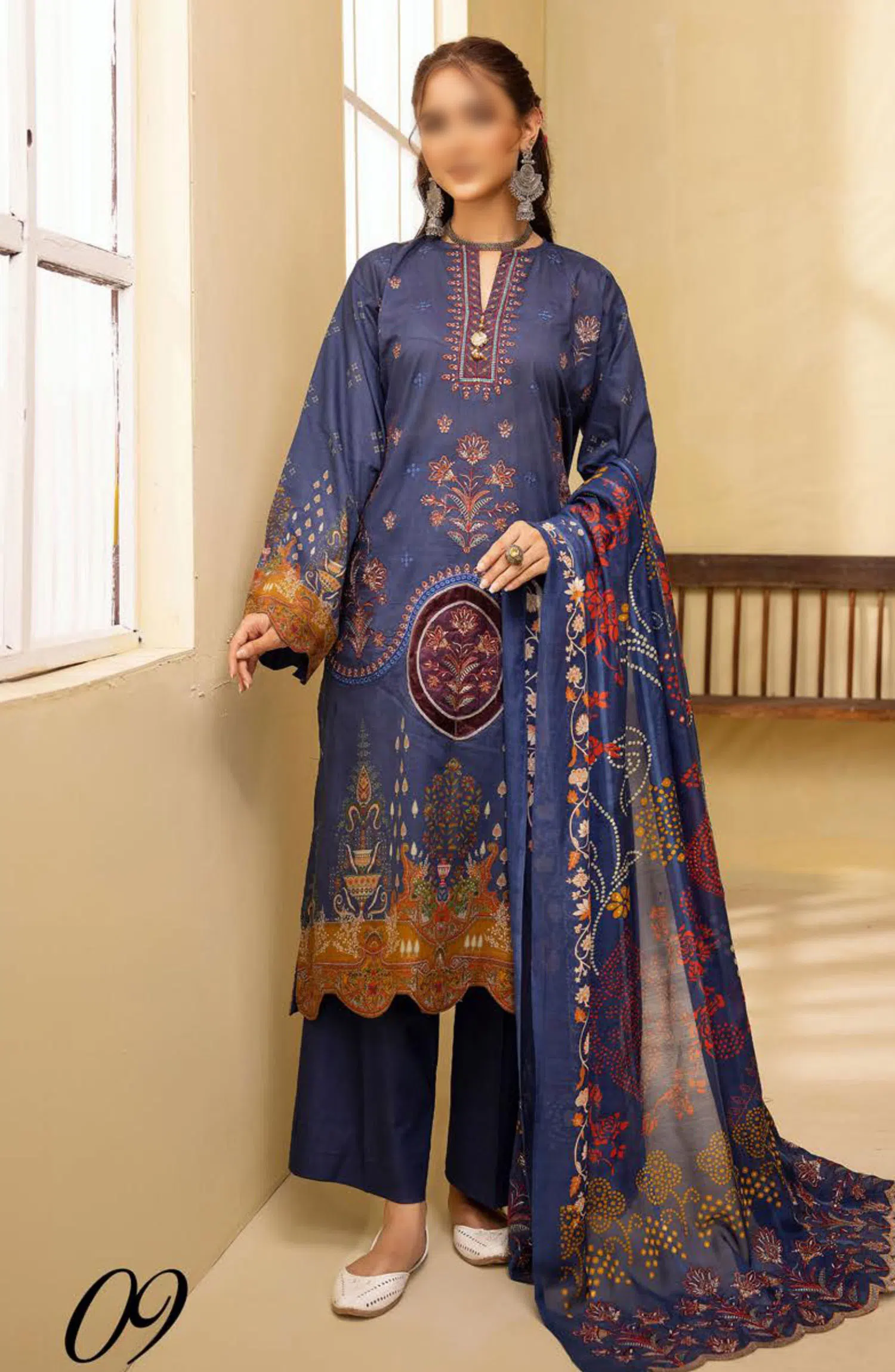 Mahees Ghazal Embroidered Lawn with Emb Voile Dupatta Collection - Design 09