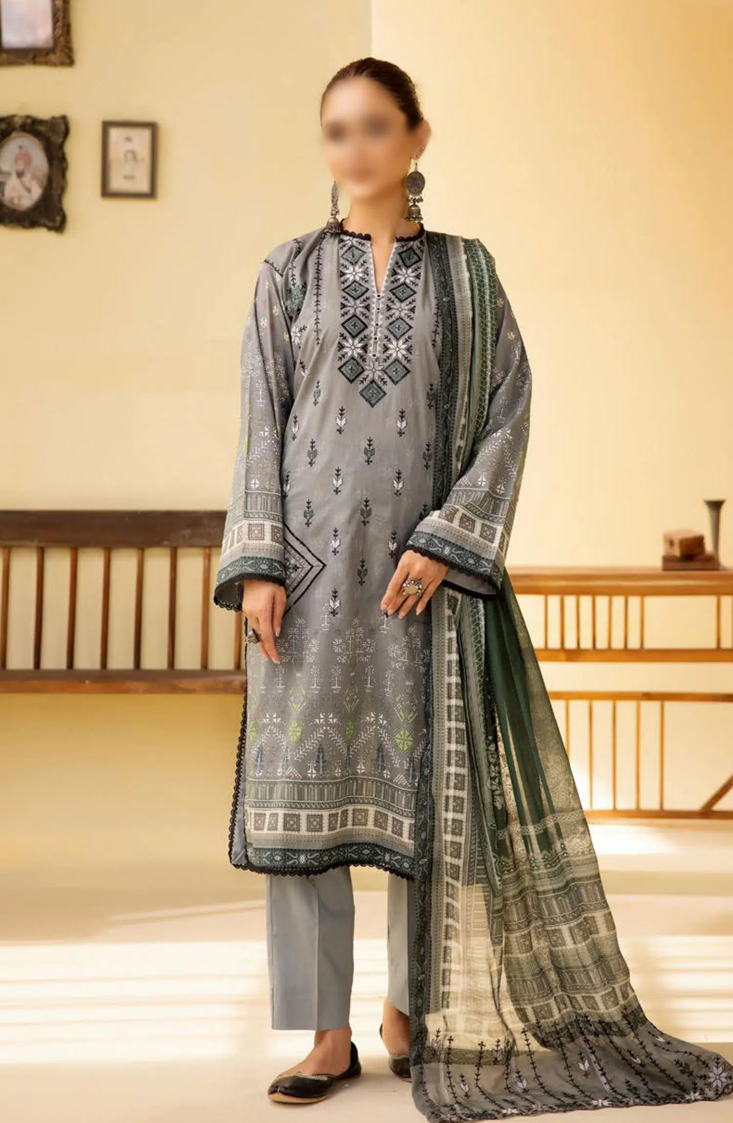 Mahees Ghazal Embroidered Lawn with Emb Voile Dupatta Collection - Design 10