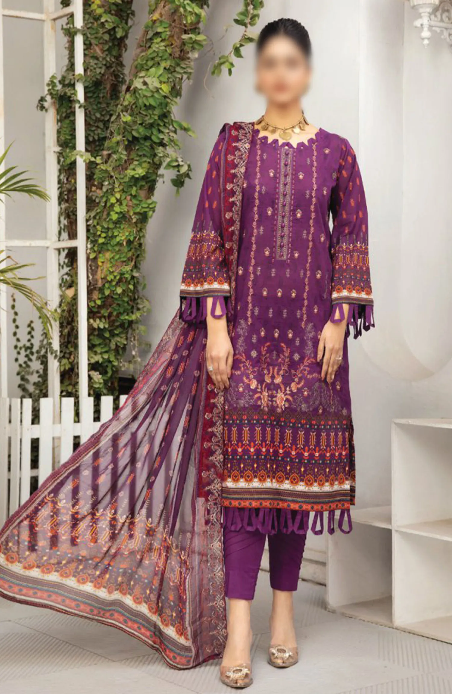 Dastaan Embroidered Print Lawn Collection 2024 By Humdum - Design 04