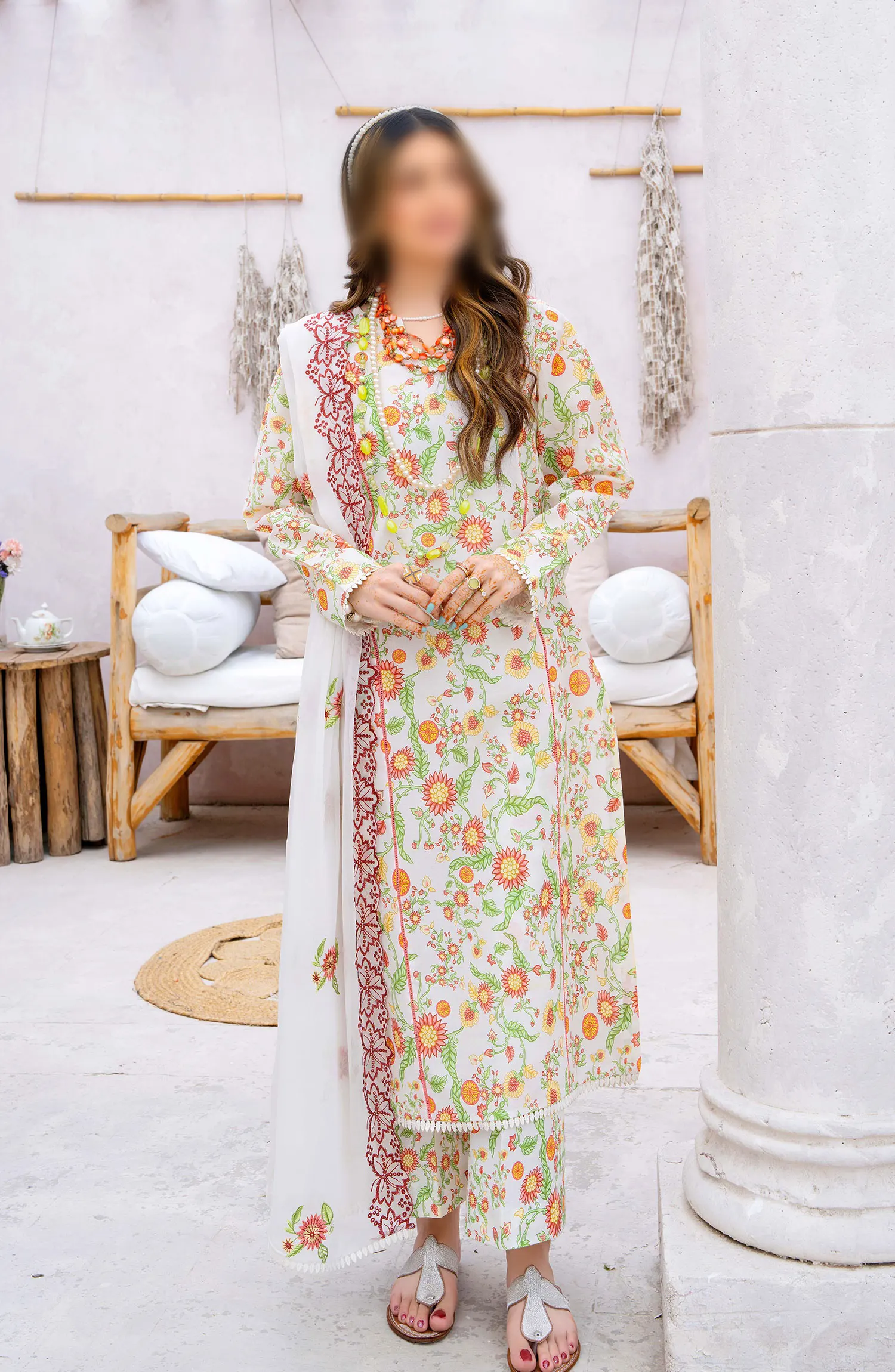 Gardenia Vol 03 Embroidered Print Lawn Collection By Humdum - Design 08