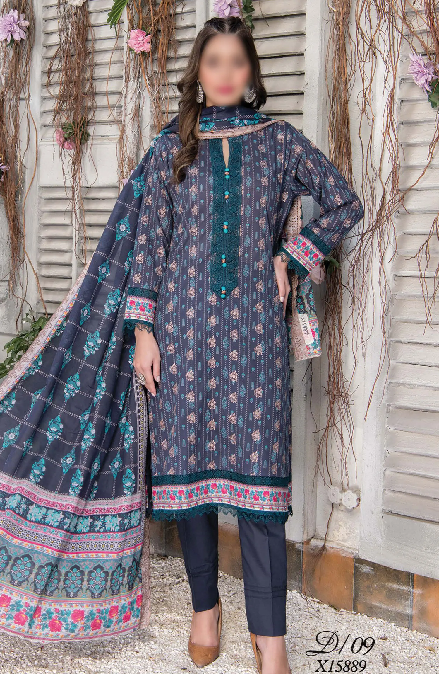 Mashaal Exclusive  Lawn Collection 2024 By Riaz Arts - Design 09