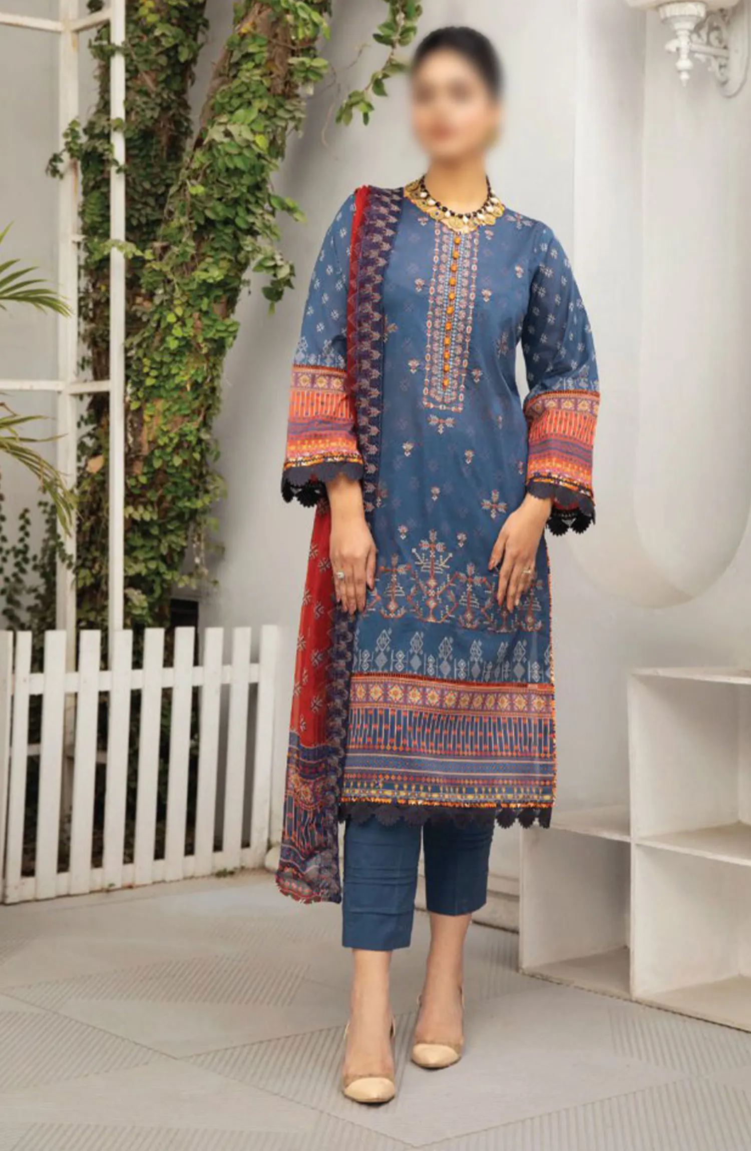 Dastaan Embroidered Print Lawn Collection 2024 By Humdum - Design 09