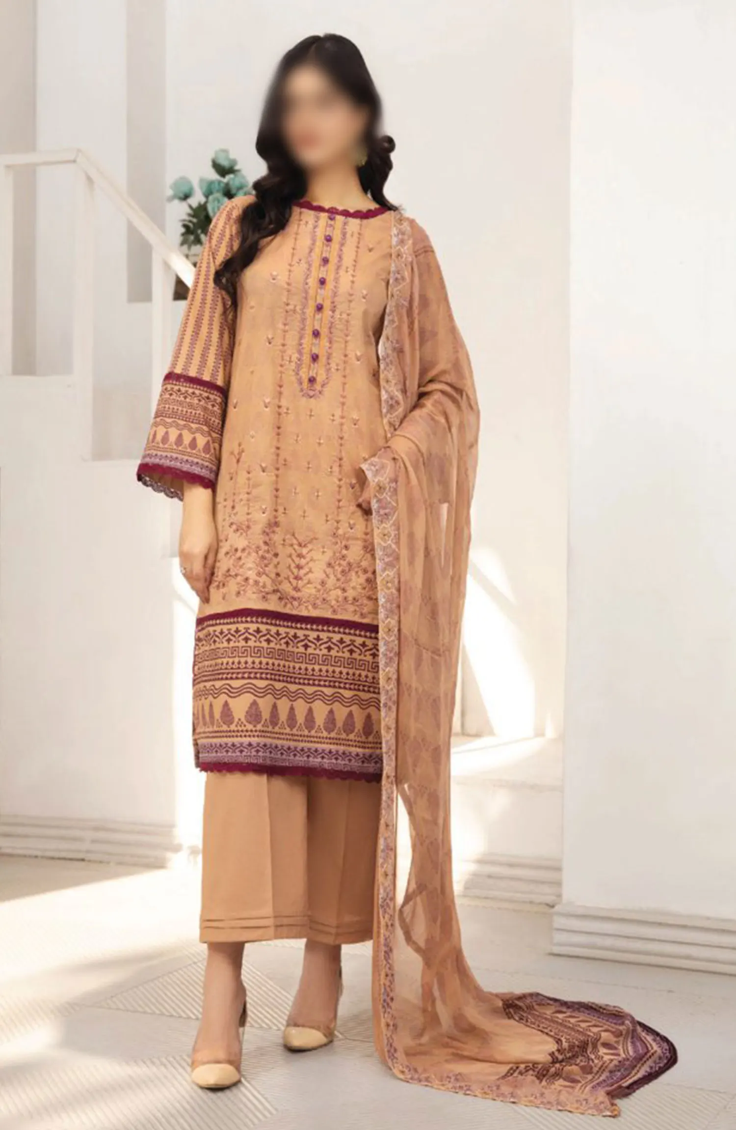 Dastaan Embroidered Print Lawn Collection 2024 By Humdum - Design 10
