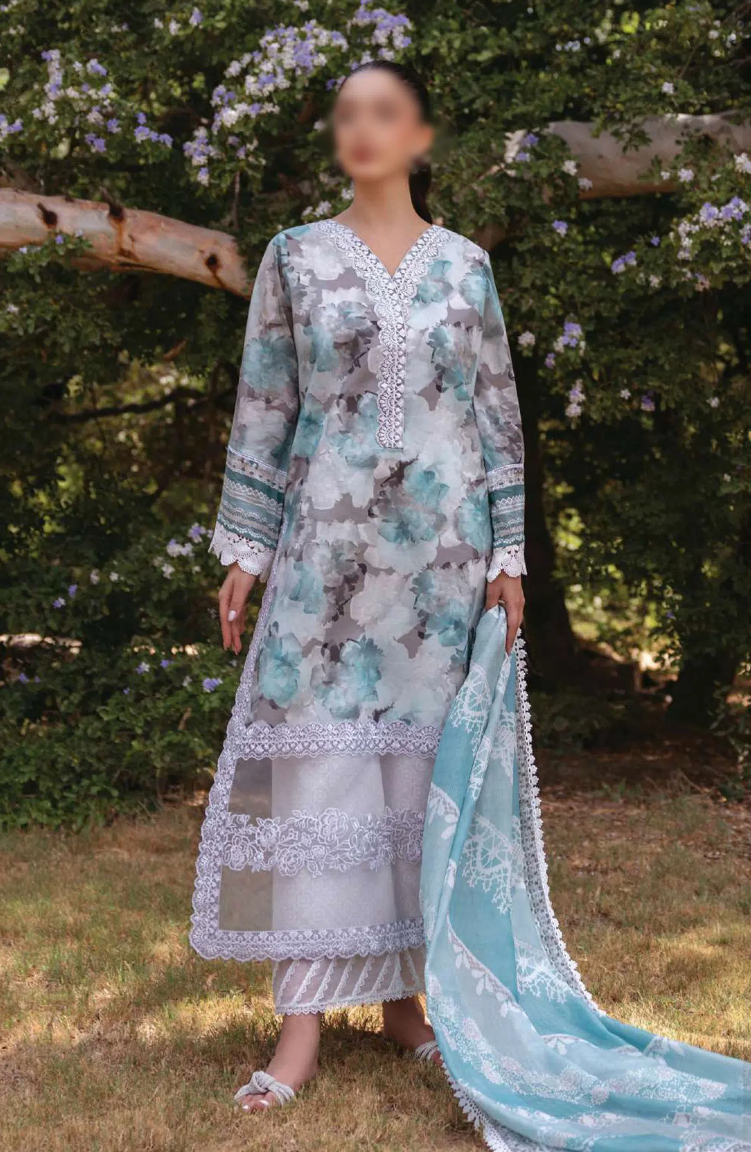 Zainab Chottani Tahra Embroidered Lawn Collection 2024 - Design 3B ZINNIA