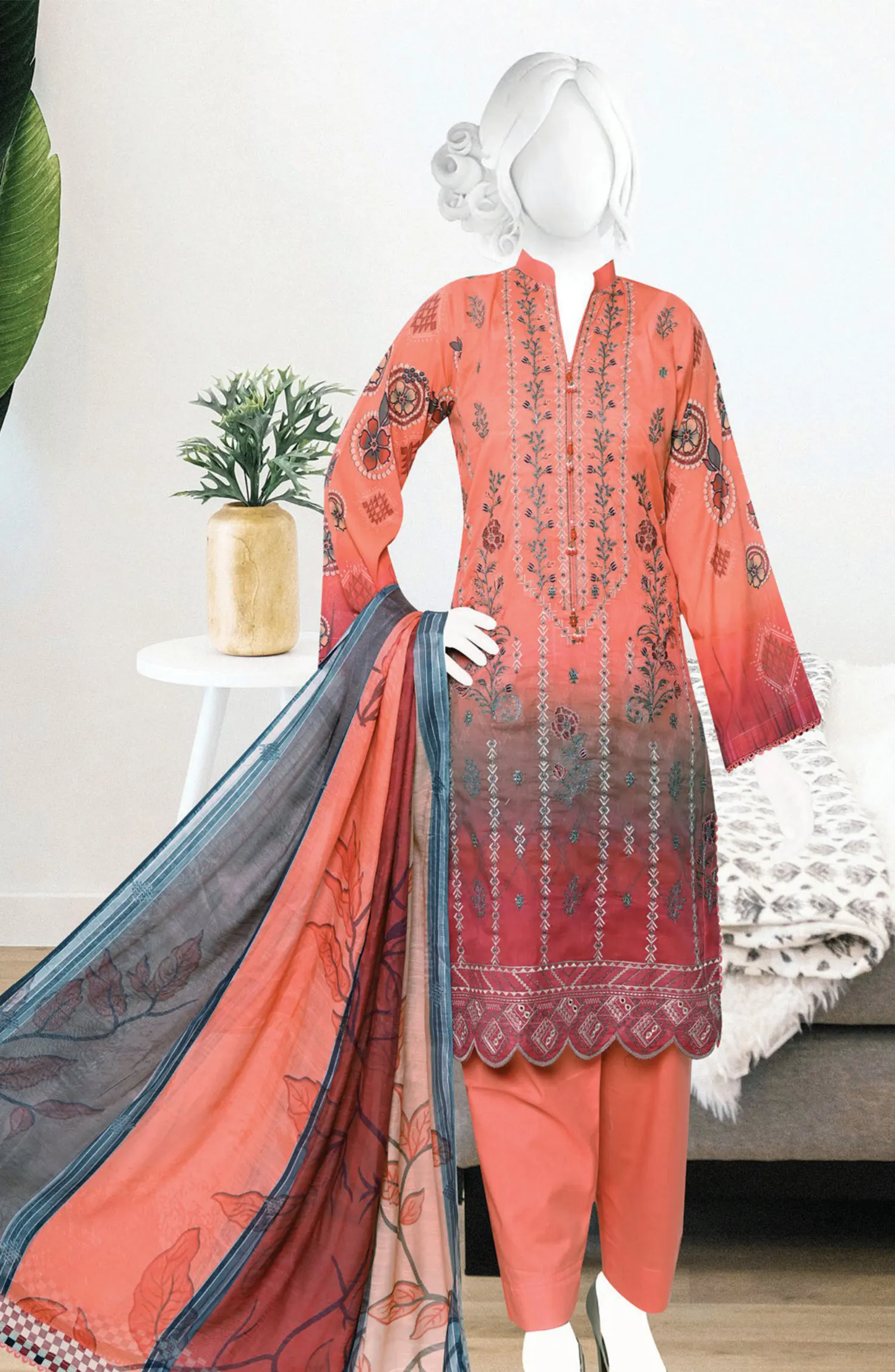 Hamna Digital Printed and Embroidered Lawn Collection - DL 1613