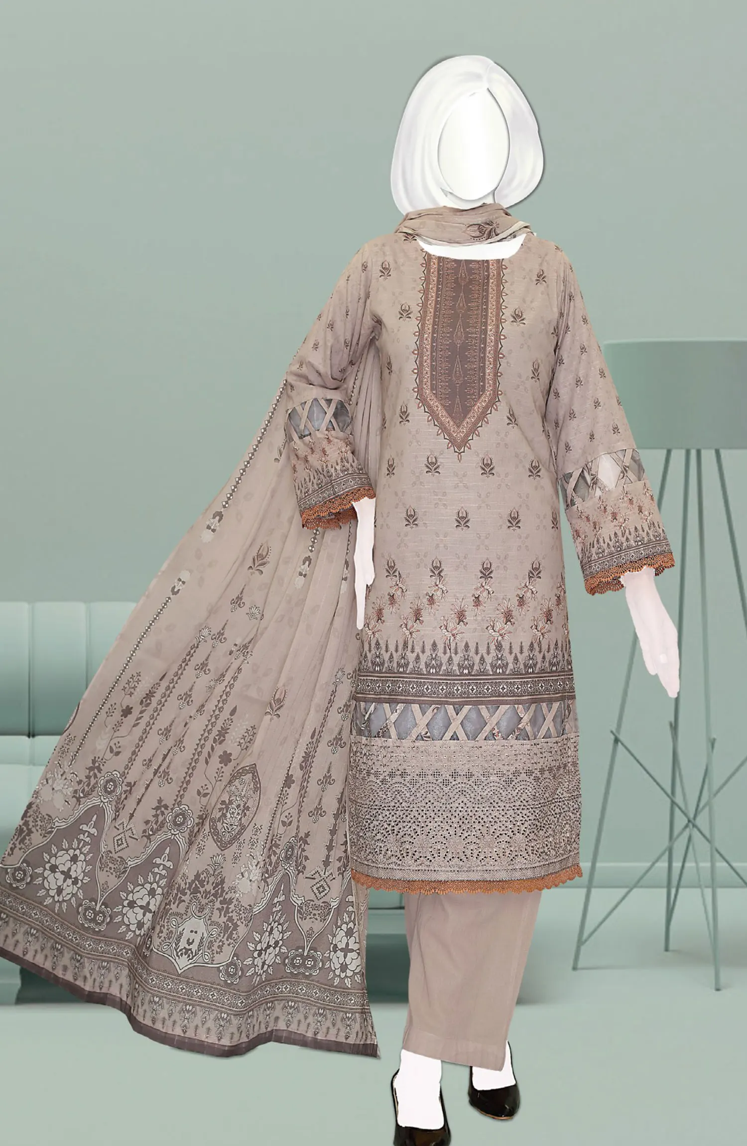 Husna Digital Printed Embroidered Lawn Slub Collection - DL 167