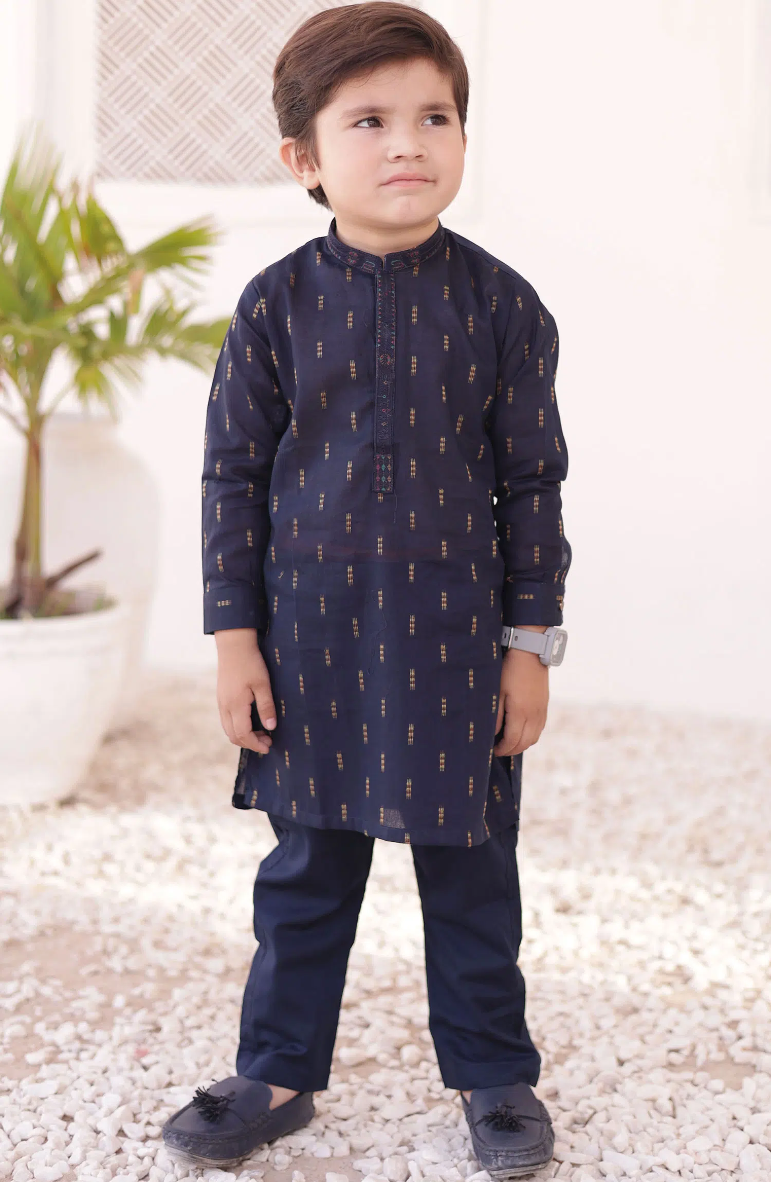 Eid Edit Kurta Trouser Collection By Hassan Jee - E 21 Blue brochia Kurta Trouser
