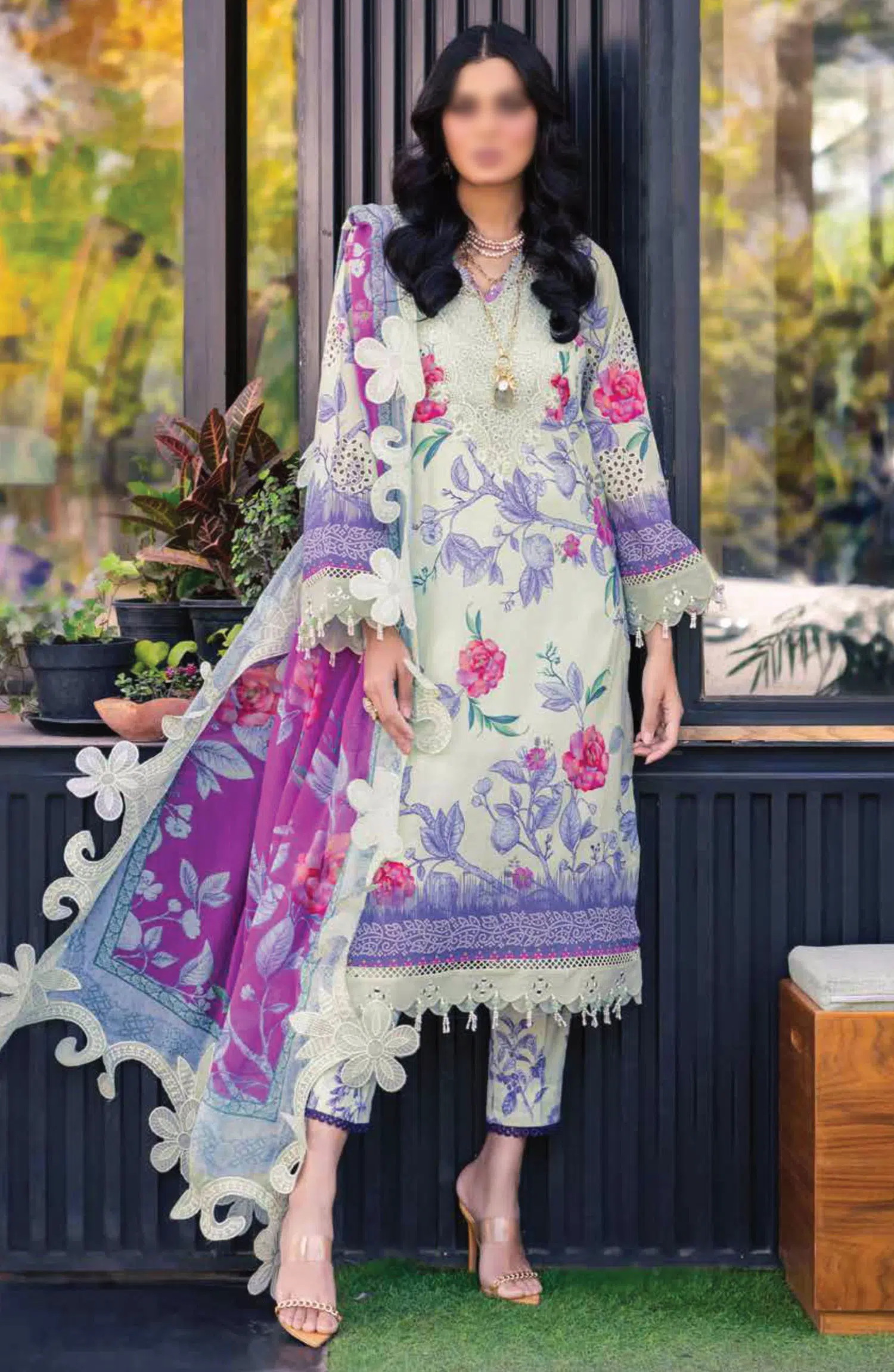 Nureh Girl Glam Unstitched Printed Chikankari Lawn Collection - GL 07