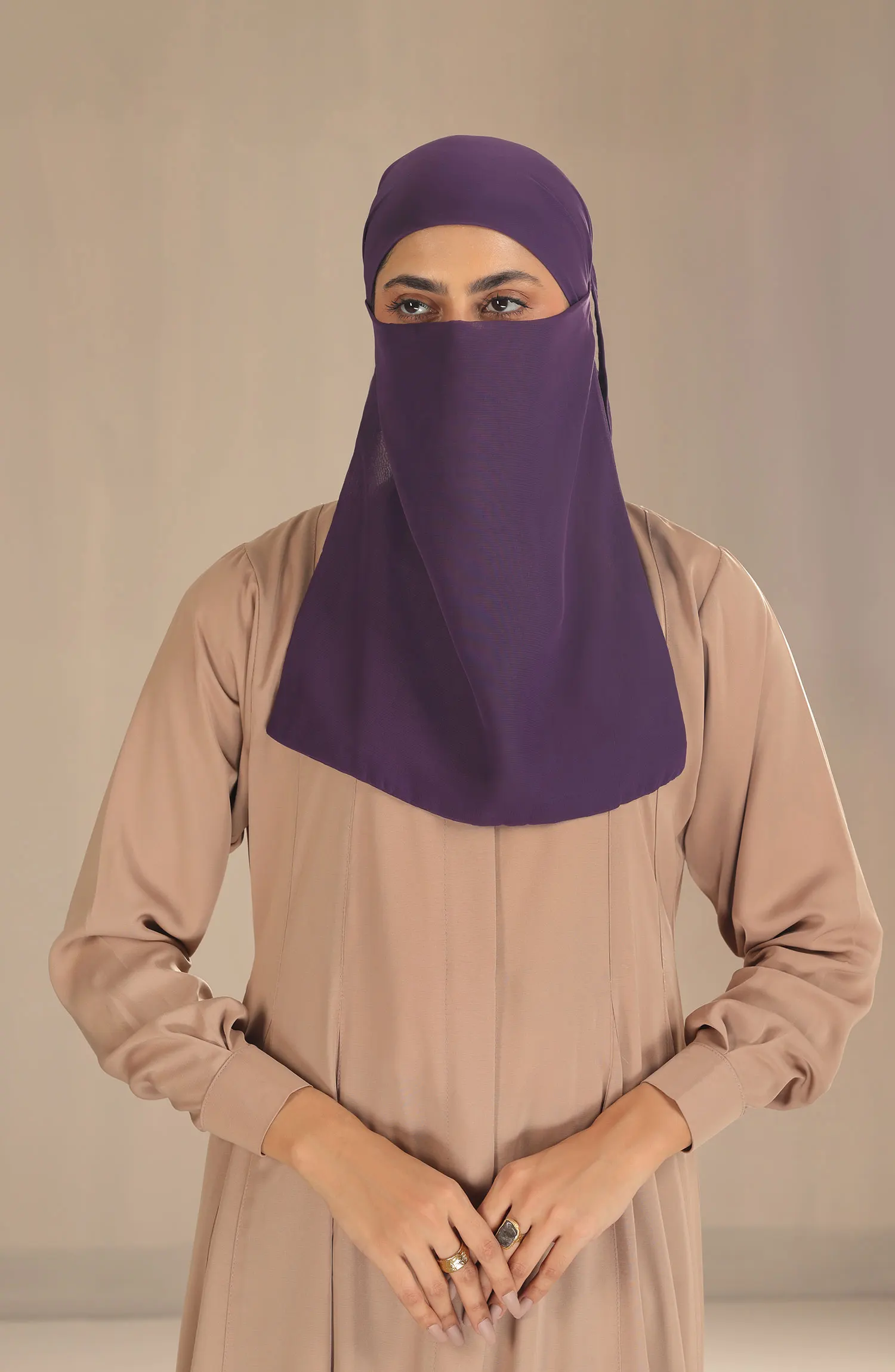 Black Camels Half Niqab With Ties Collection - HNWT-01
