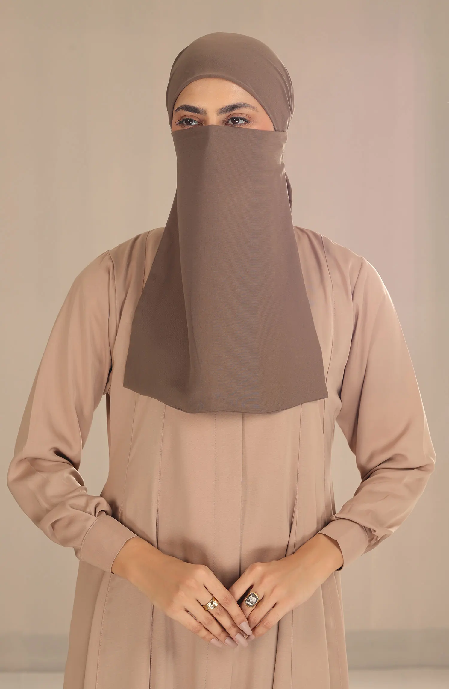 Black Camels Half Niqab With Ties Collection - HNWT-02