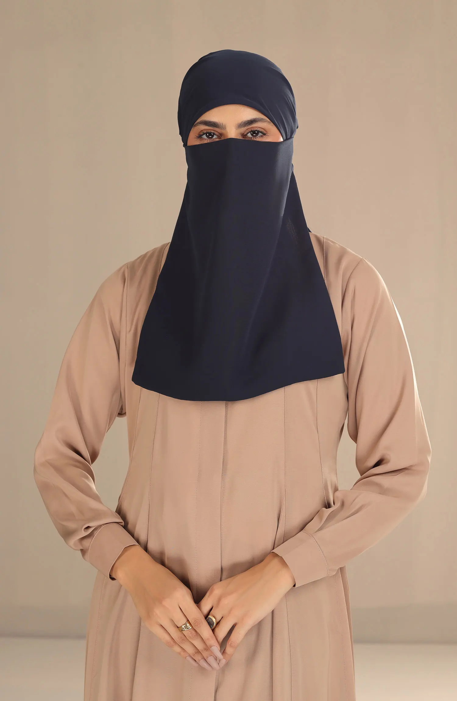 Black Camels Half Niqab With Ties Collection - HNWT-06