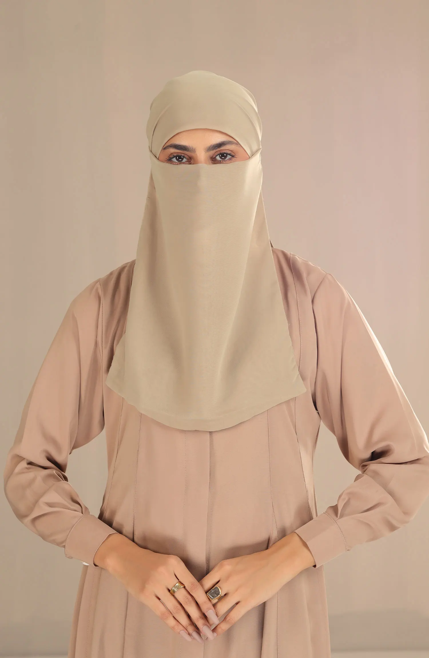 Black Camels Half Niqab With Ties Collection - HNWT-07