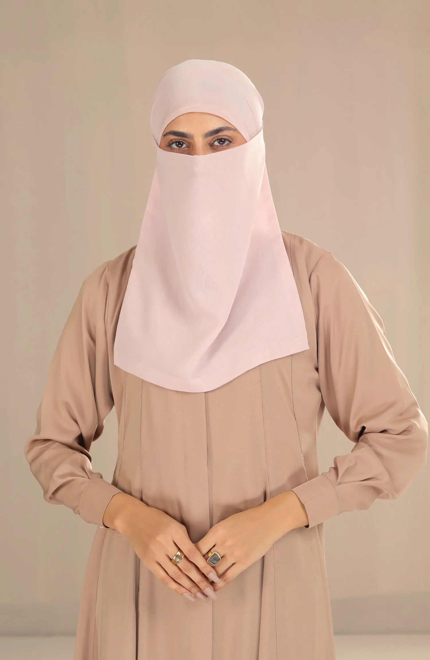 Black Camels Half Niqab With Ties Collection - HNWT-08