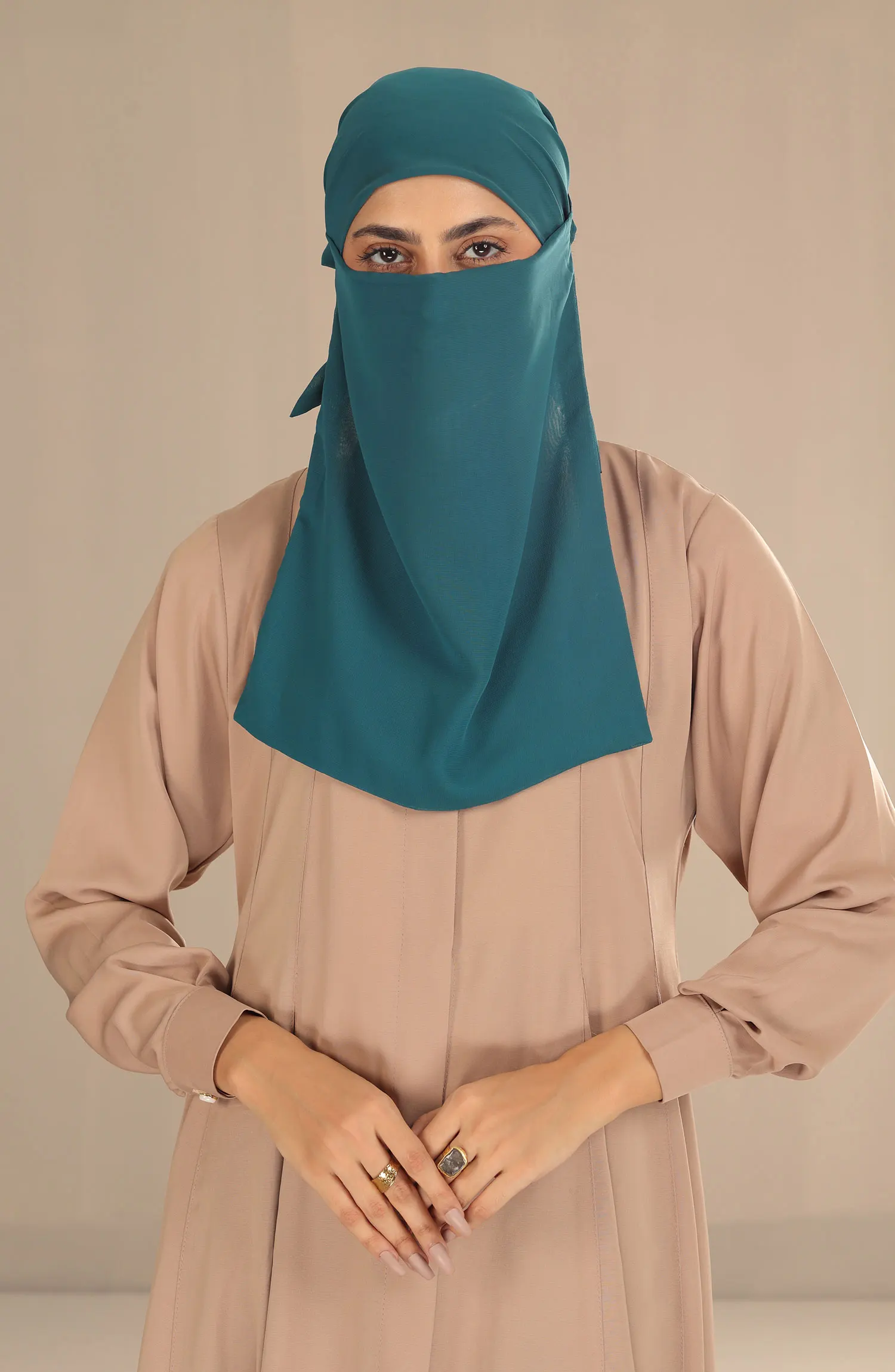 Black Camels Half Niqab With Ties Collection - HNWT-09